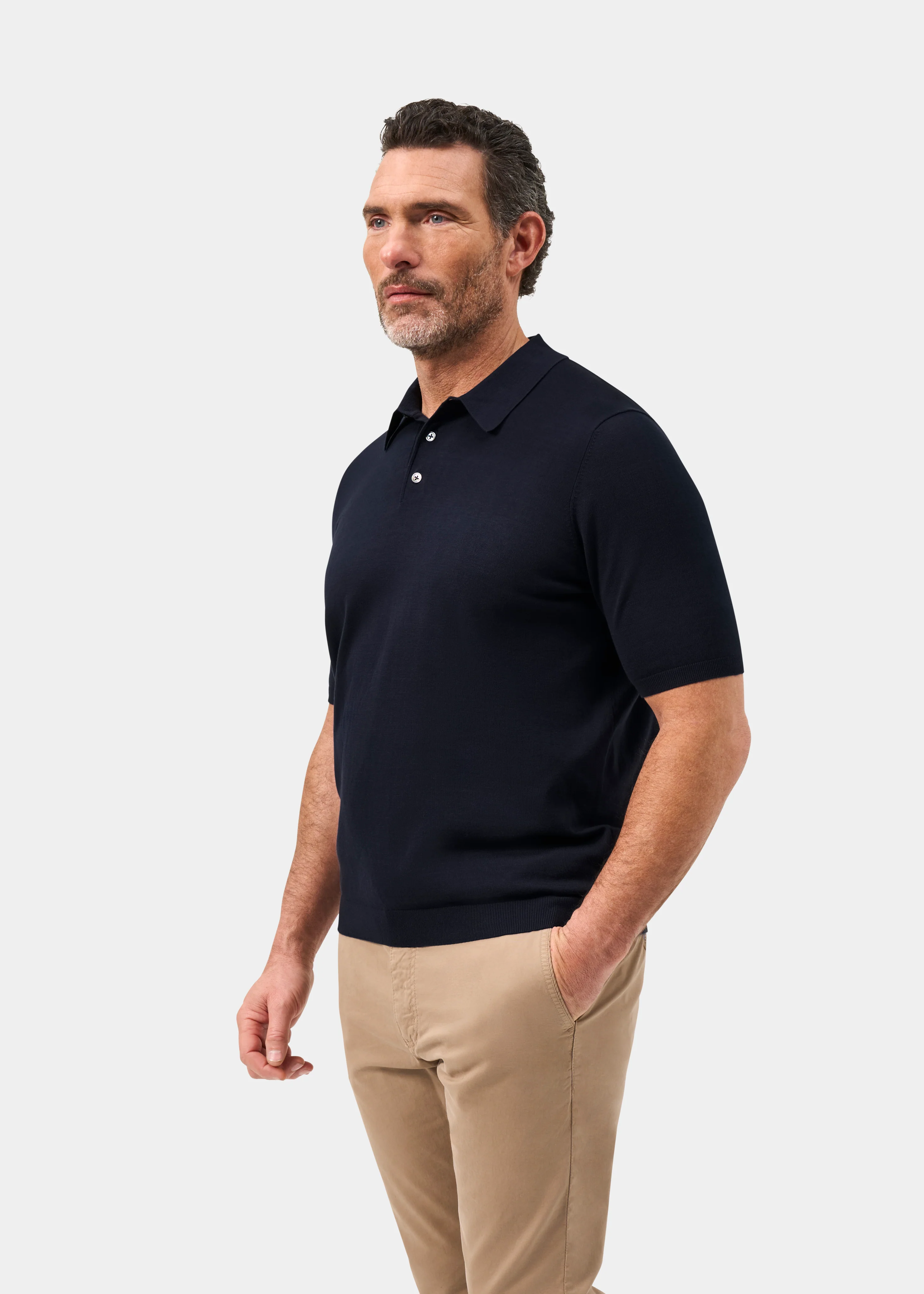 Paignton Cotton Polo Shirt In Dark Navy - Image 6