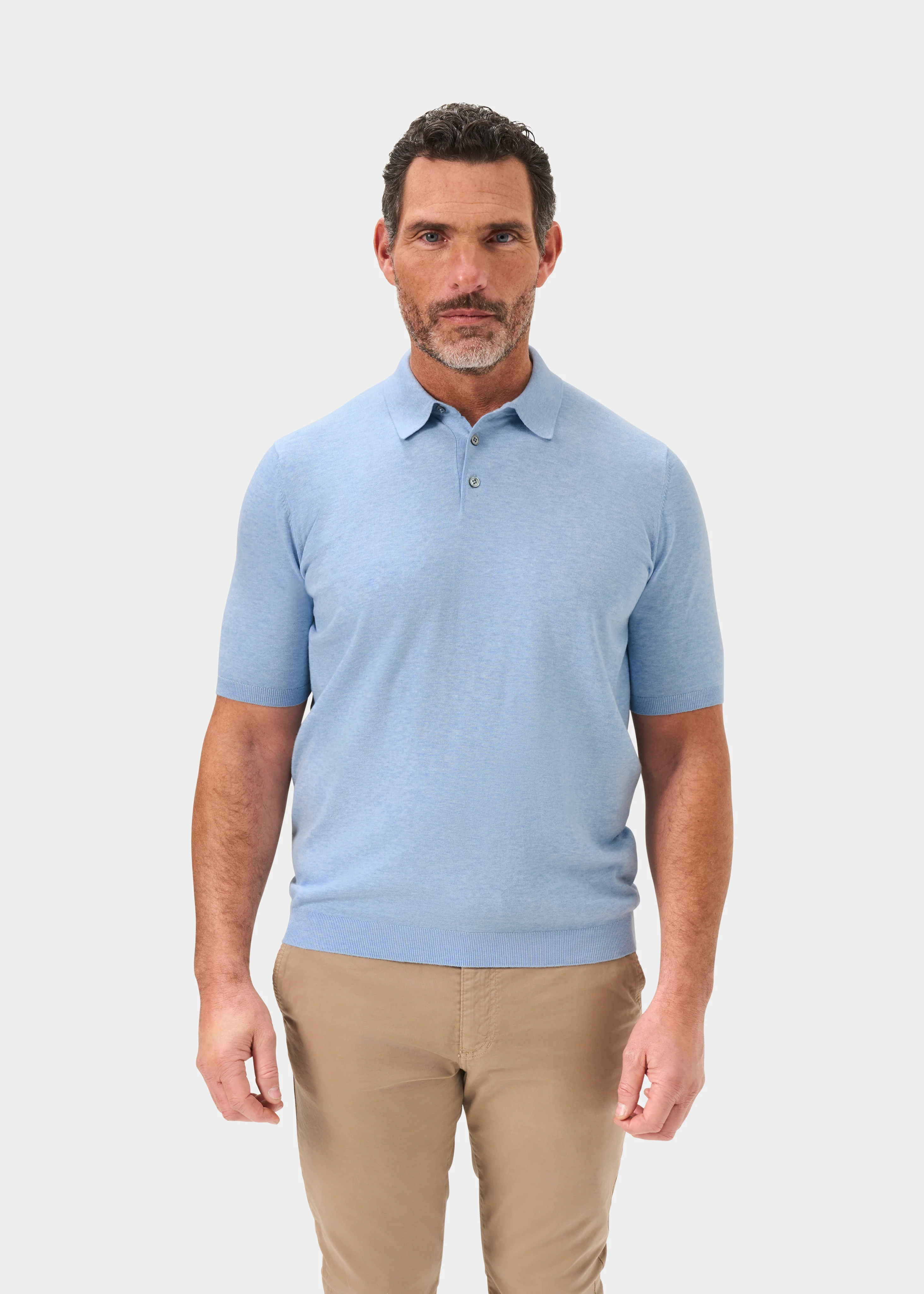 Paignton Cotton Polo Shirt In Steel Blue Mix - Image 5