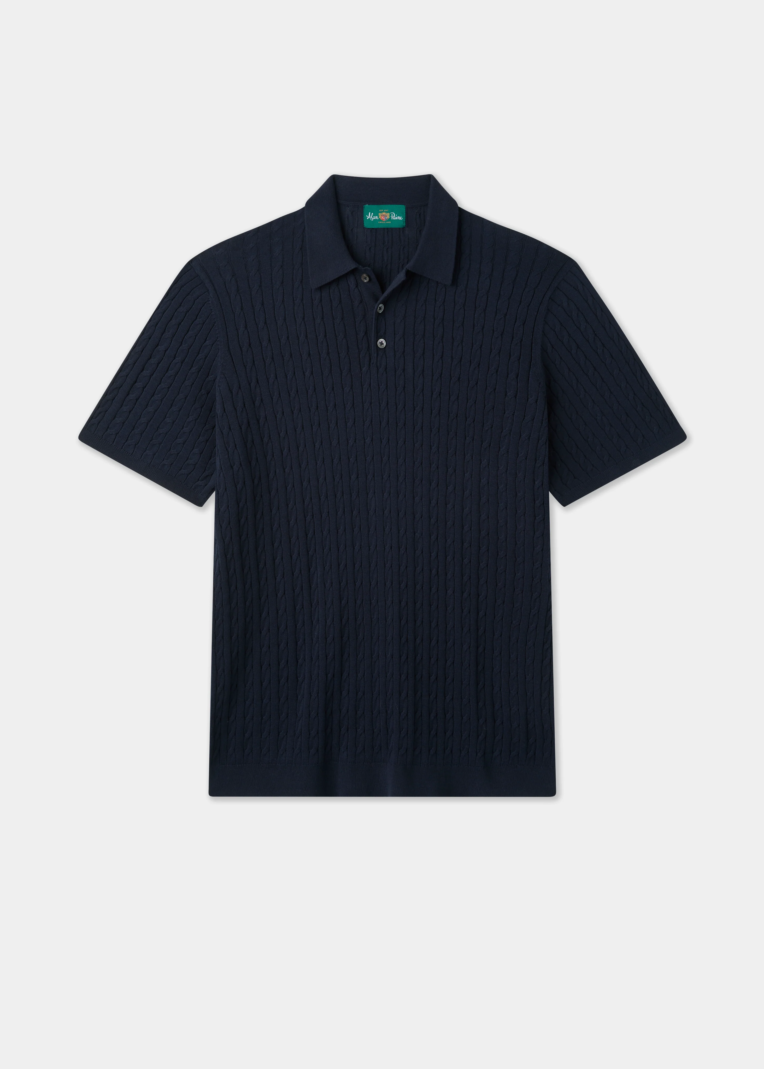Portmellon Men's Baby Cable & Bar Polo In Dark Navy