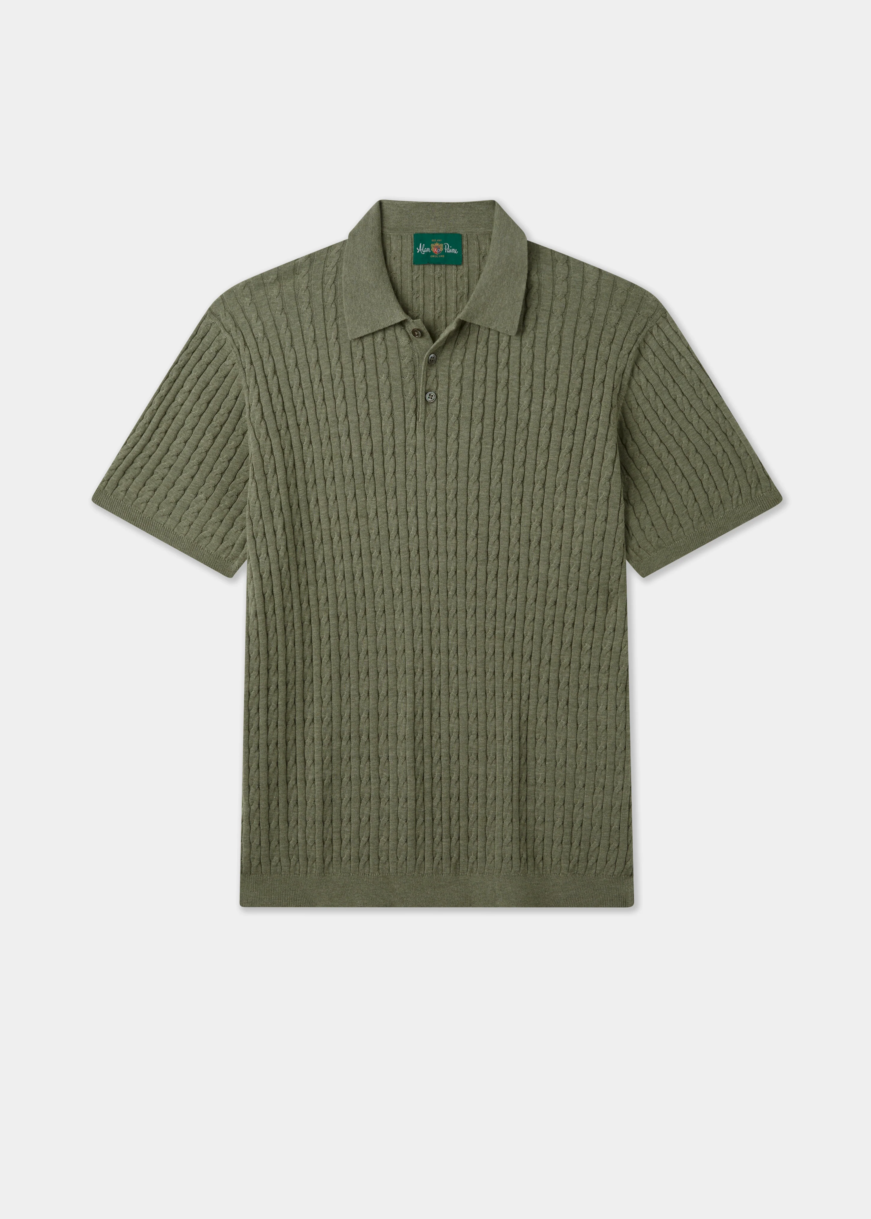 Portmellon Men's Baby Cable & Bar Polo In Landscape