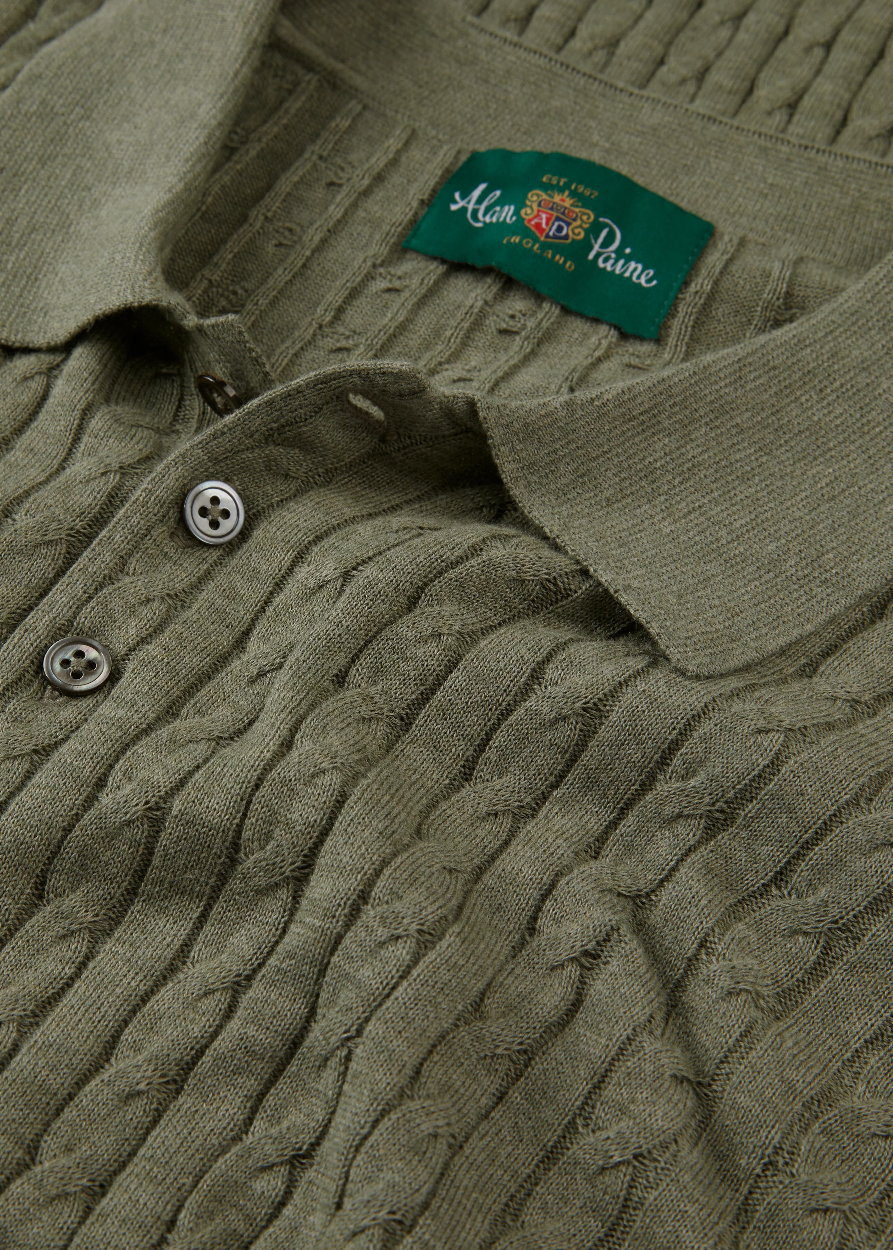 Portmellon Men's Baby Cable & Bar Polo In Landscape - Image 4