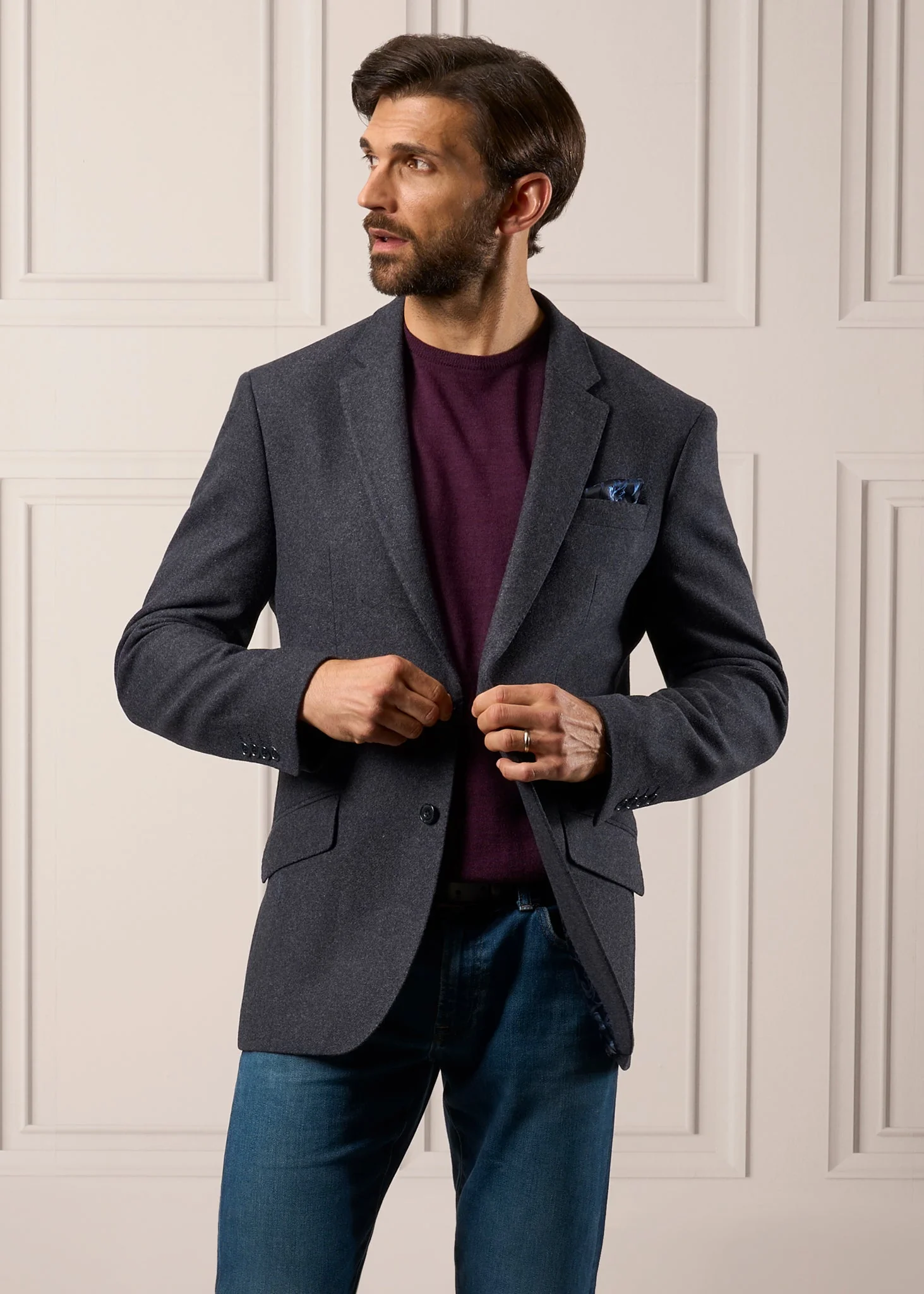 Radstone Men's Merino Wool Jumper in Black Grape - Regular Fit - Image 3
