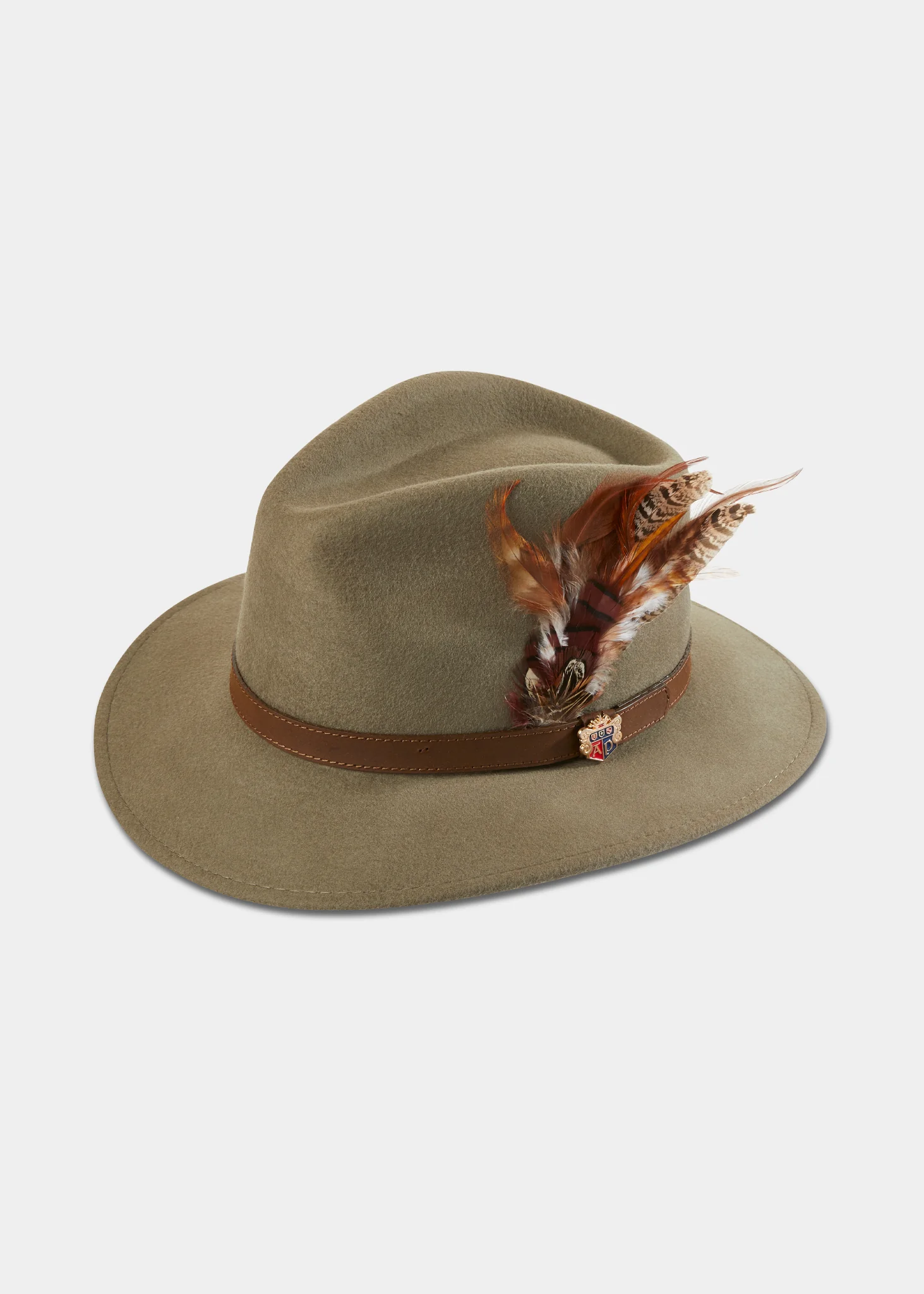 Richmond Unisex Felt Hat With Feather In Oatmeal