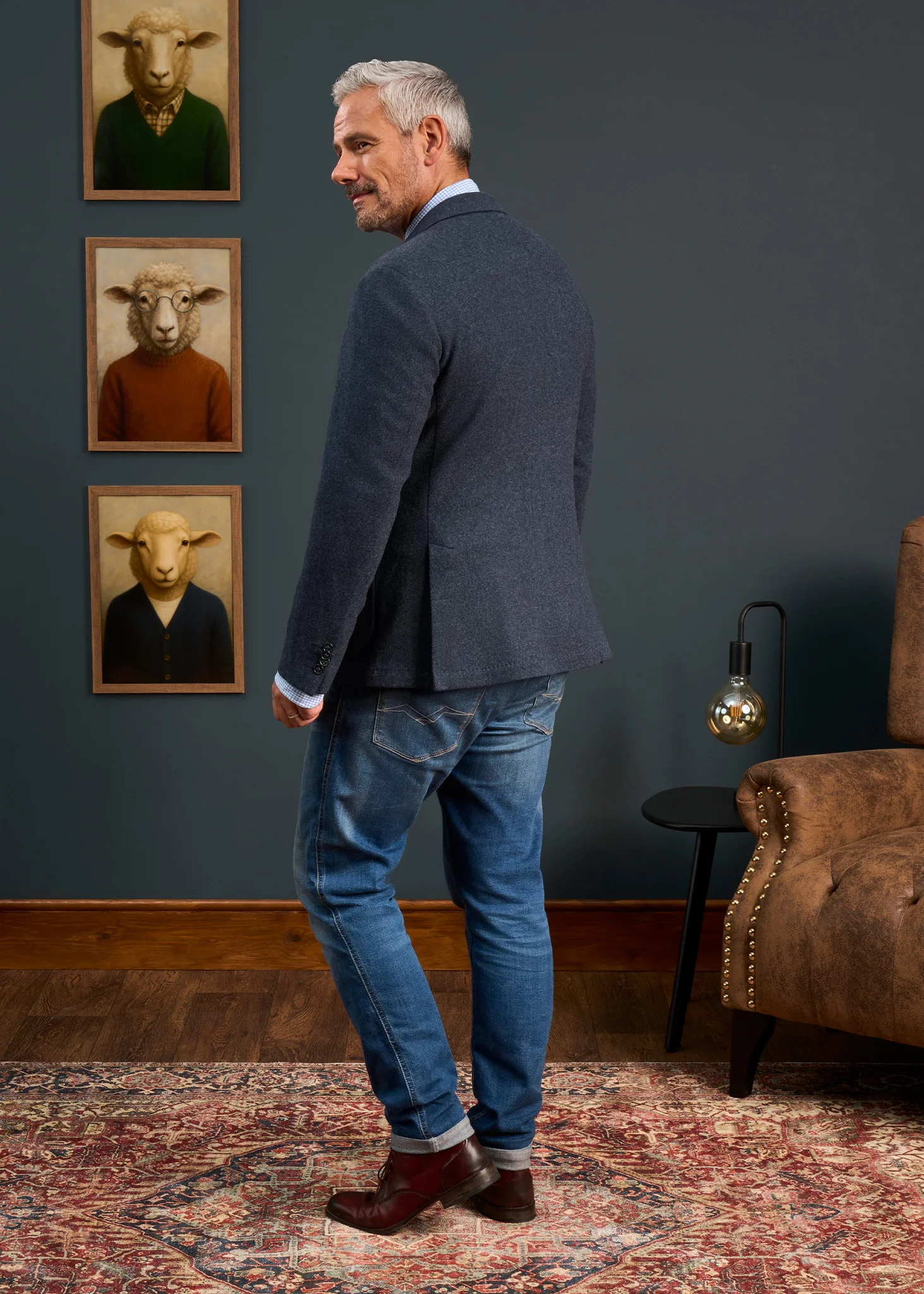 Richmond Men's Knitted Blazer In Navy - Image 5