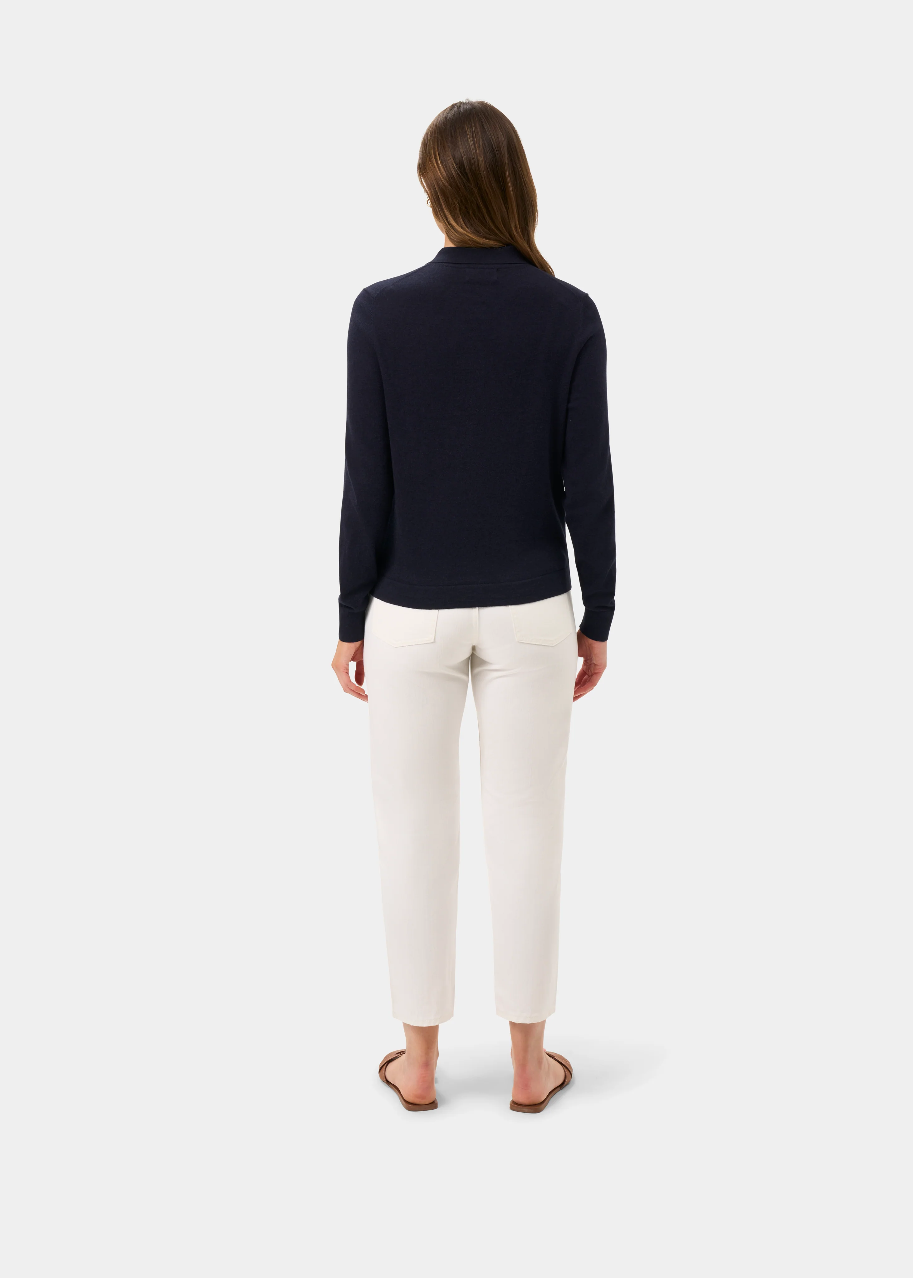 Rosa Ladies Cotton Cashmere Cardigan In Dark Navy - Image 7