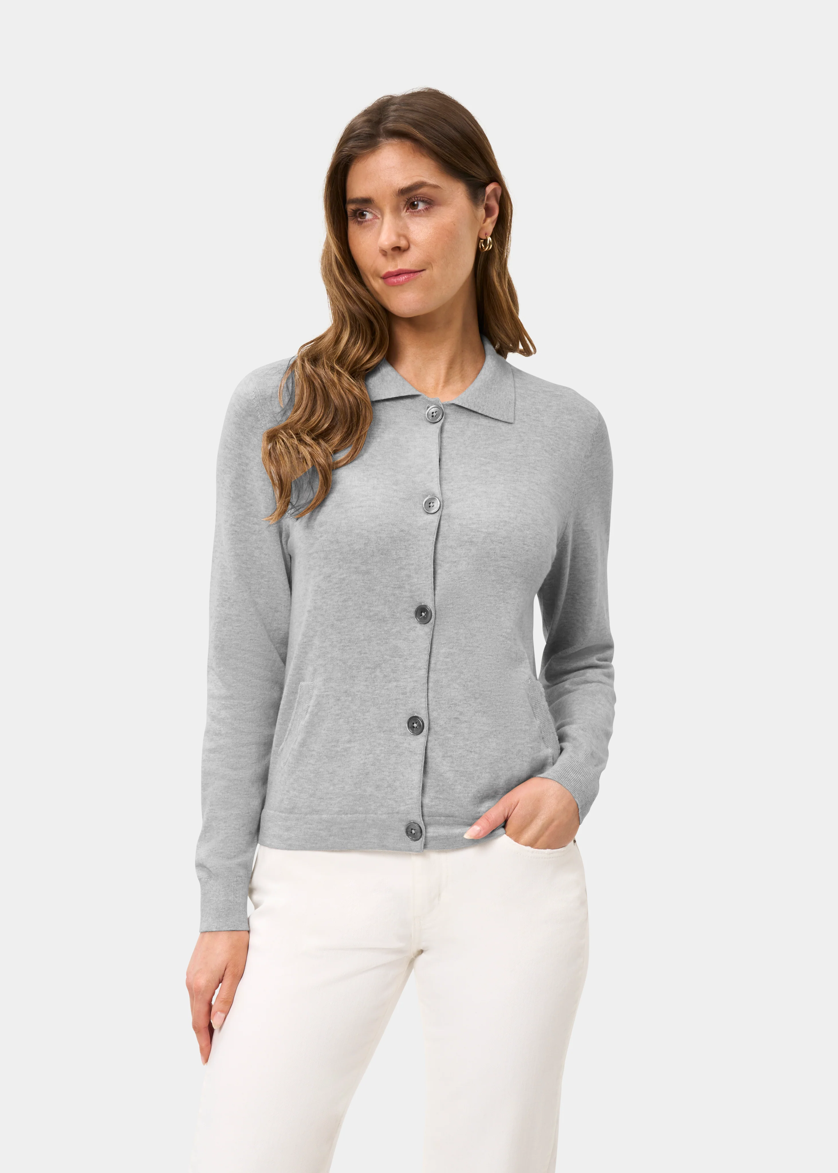 Rosa Ladies Cotton Cashmere Cardigan In Dove - Image 5