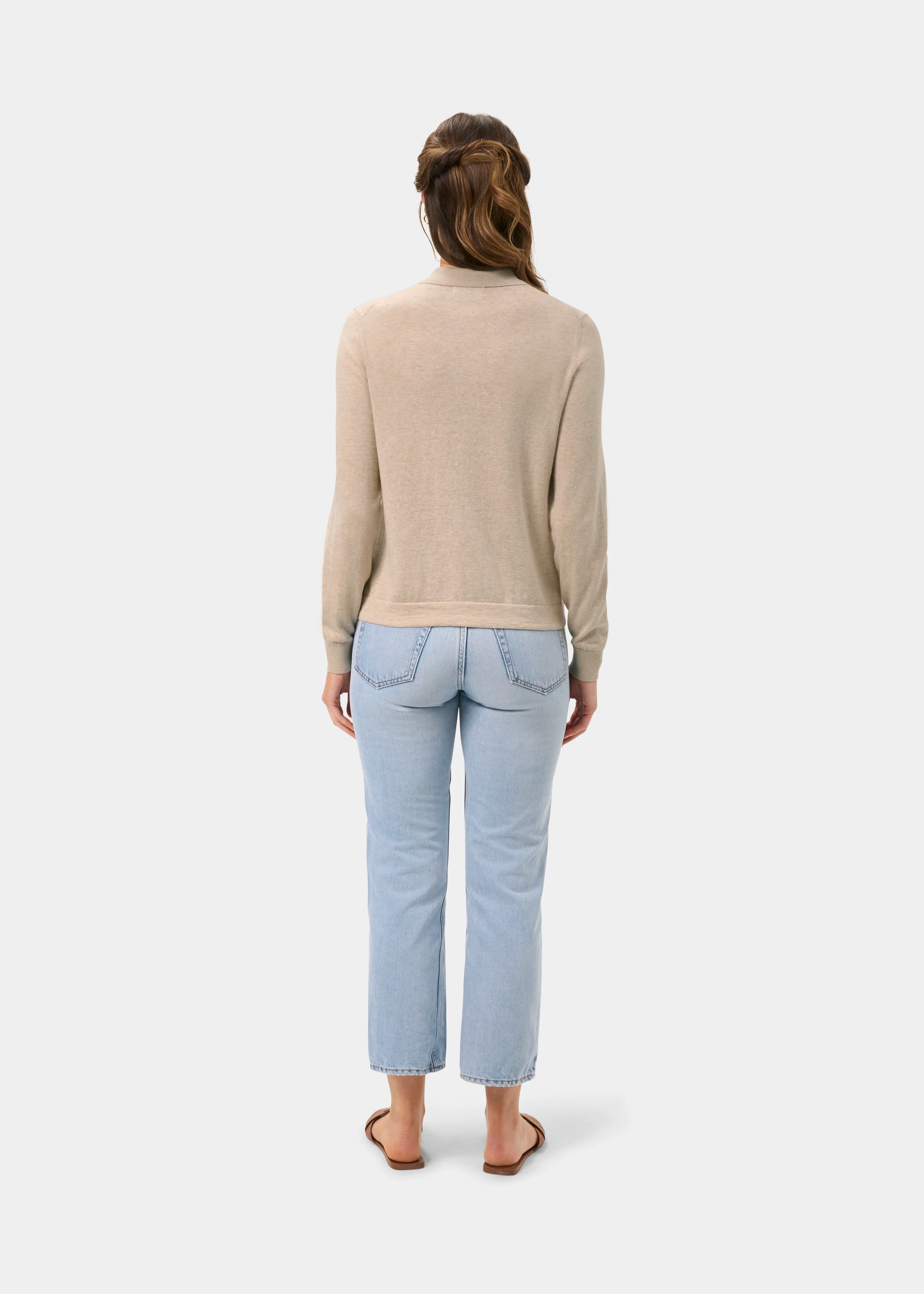 Rosa Ladies Cotton Cashmere Cardigan In Sand - Image 7