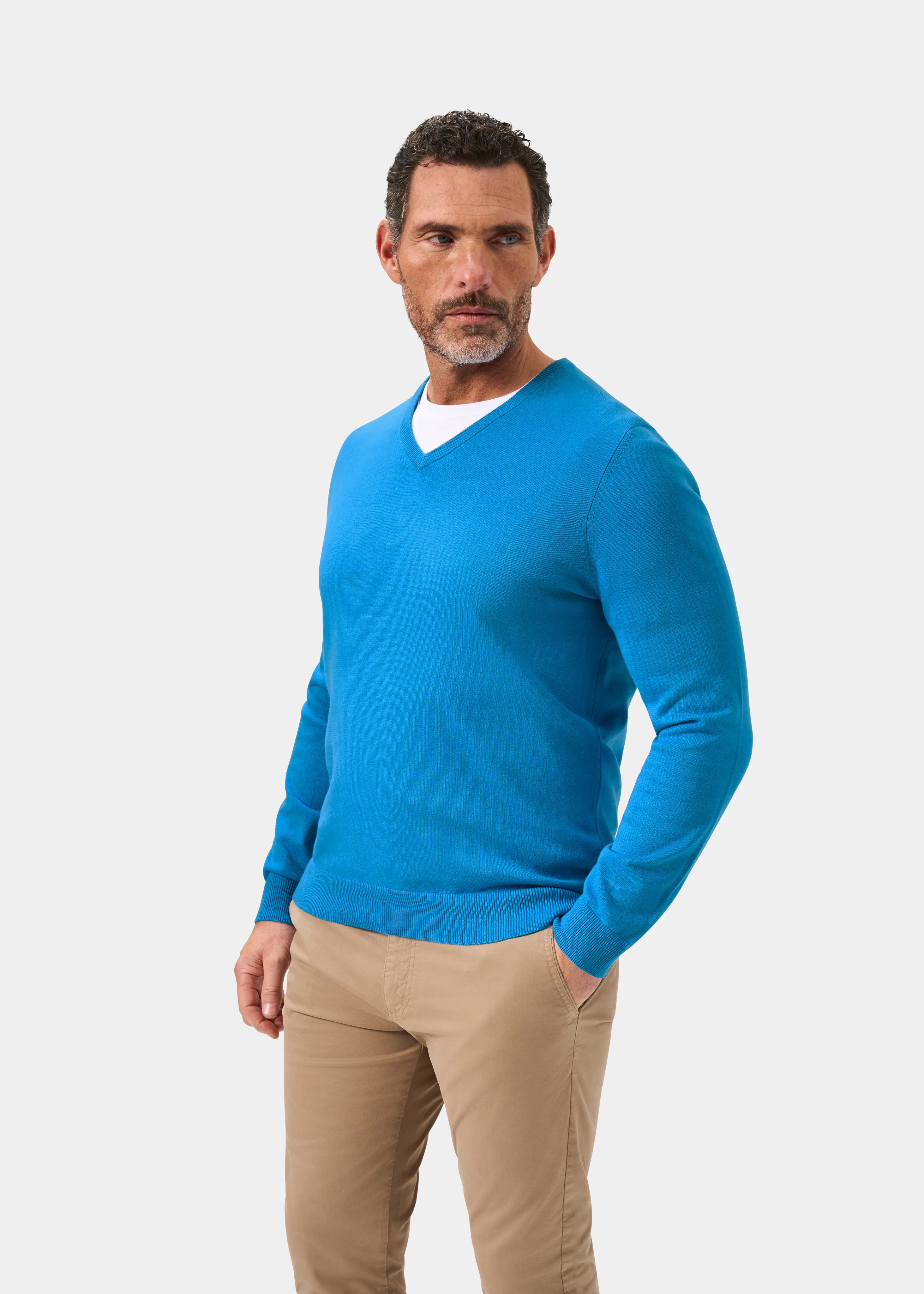 Rothwell Cotton Cashmere Jumper In Blue Lagoon - Image 5