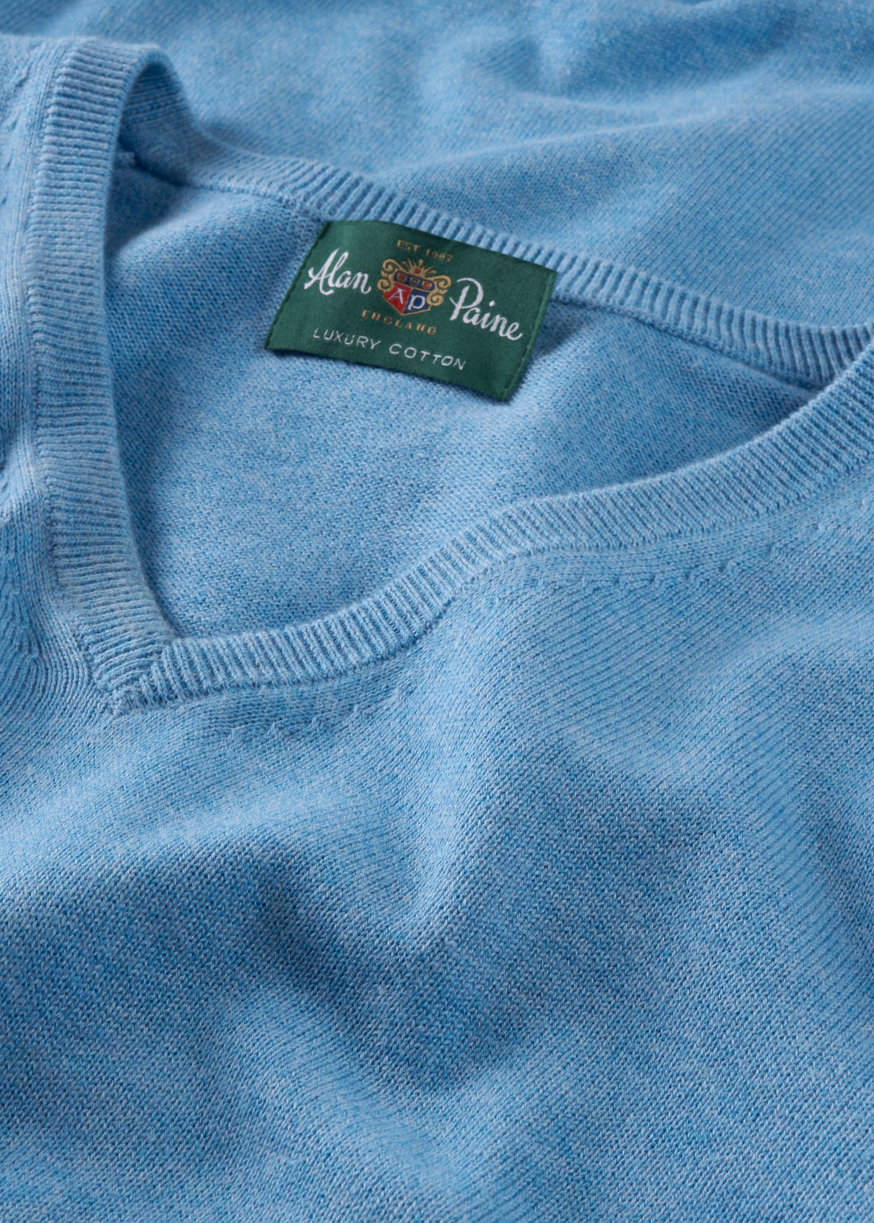 Rothwell Cotton Cashmere Jumper In Carolina Blue - Image 3