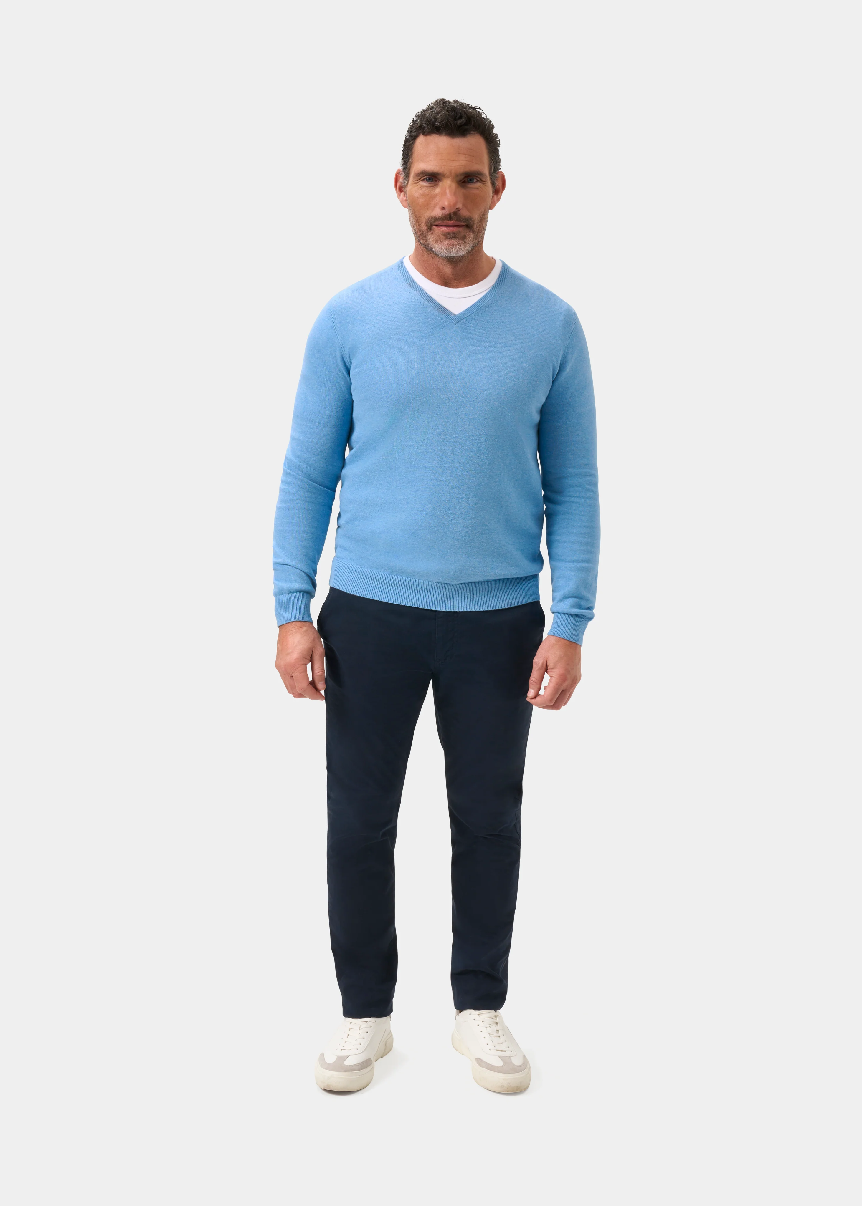 Rothwell Cotton Cashmere Jumper In Carolina Blue - Image 4