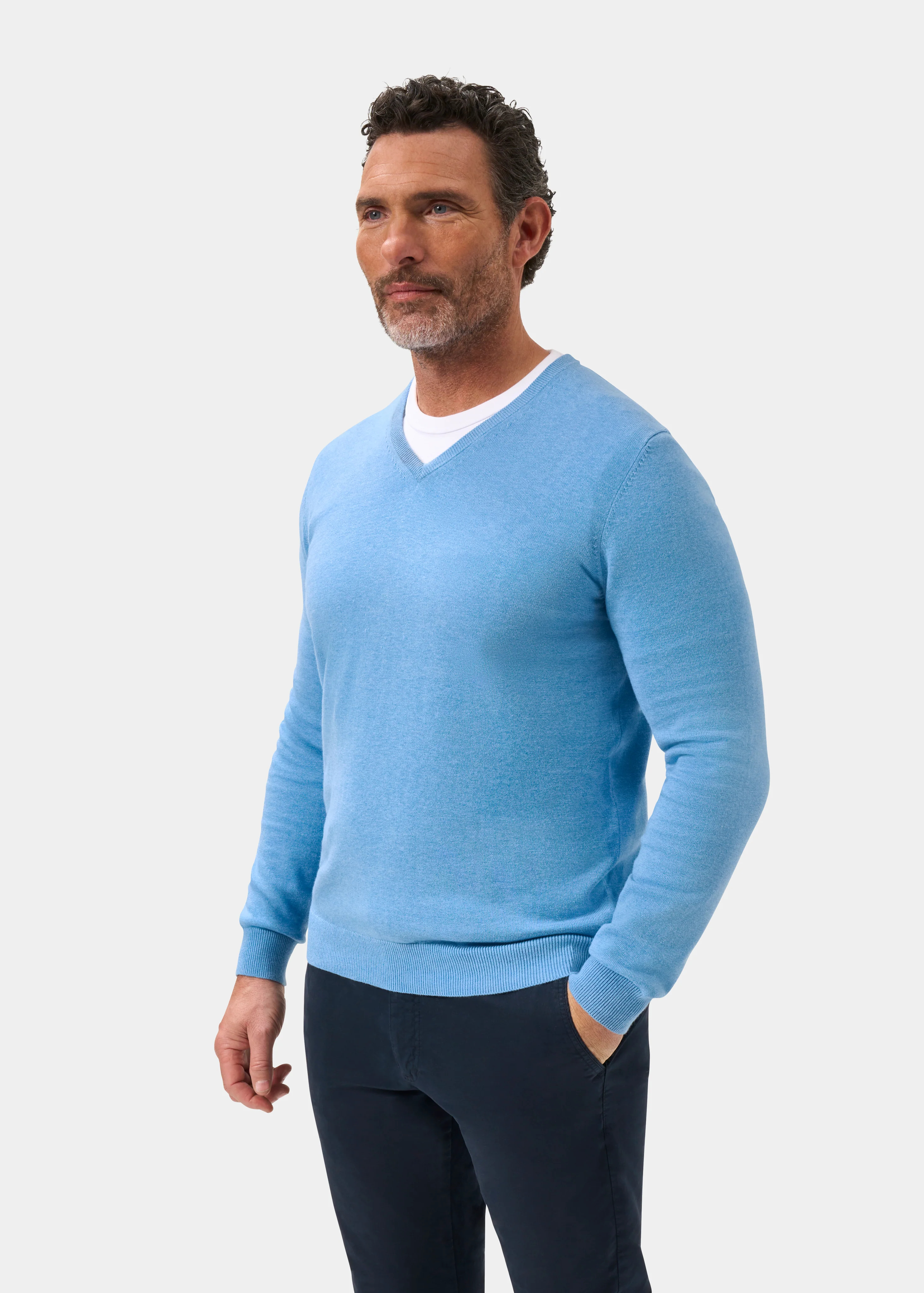 Rothwell Cotton Cashmere Jumper In Carolina Blue - Image 6