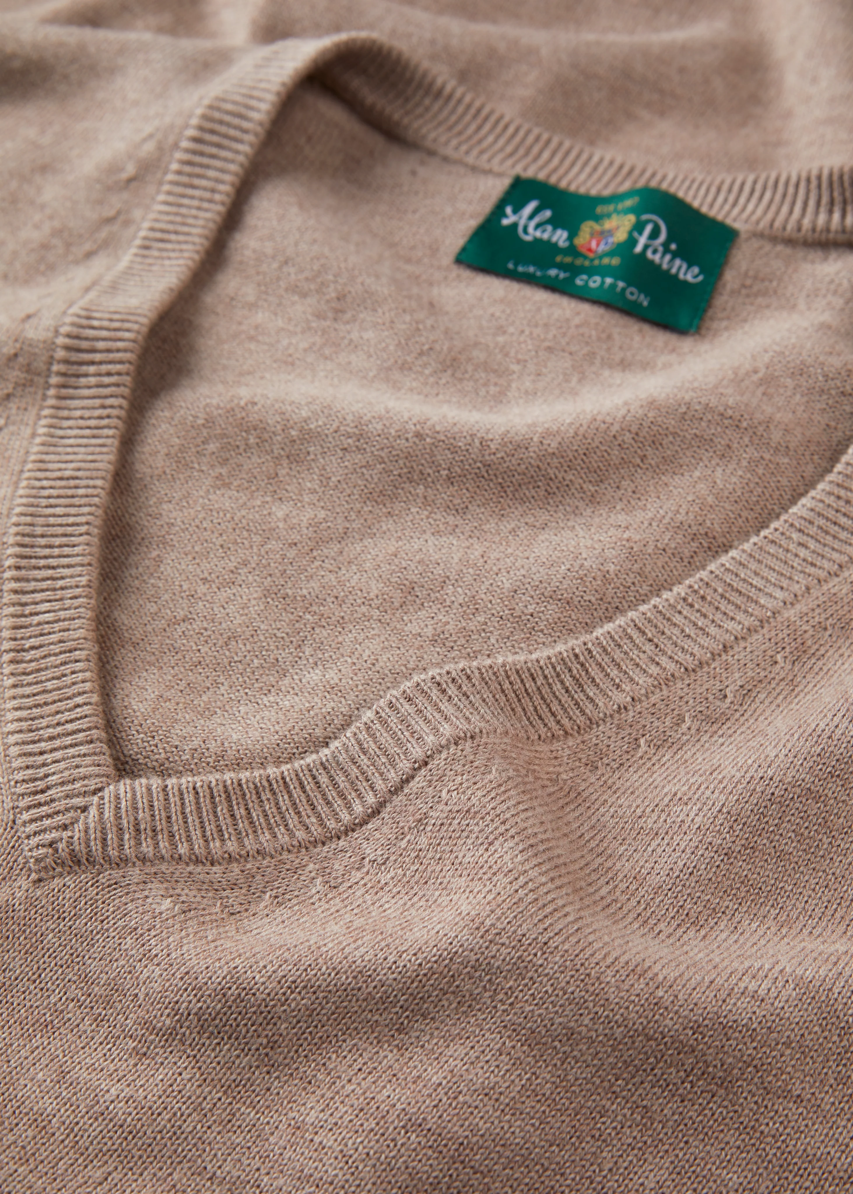 Rothwell Cotton Cashmere Jumper In Coffee - Image 3