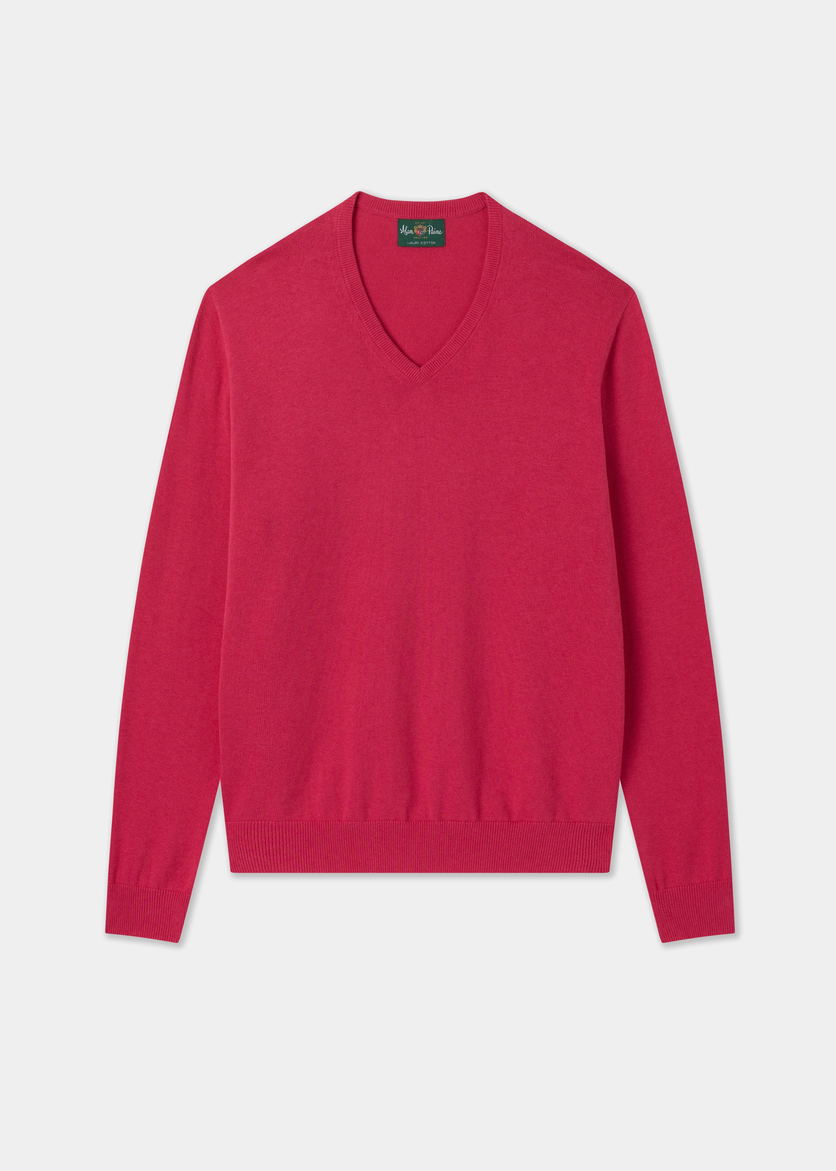 Rothwell Cotton Cashmere Jumper In Raspberry