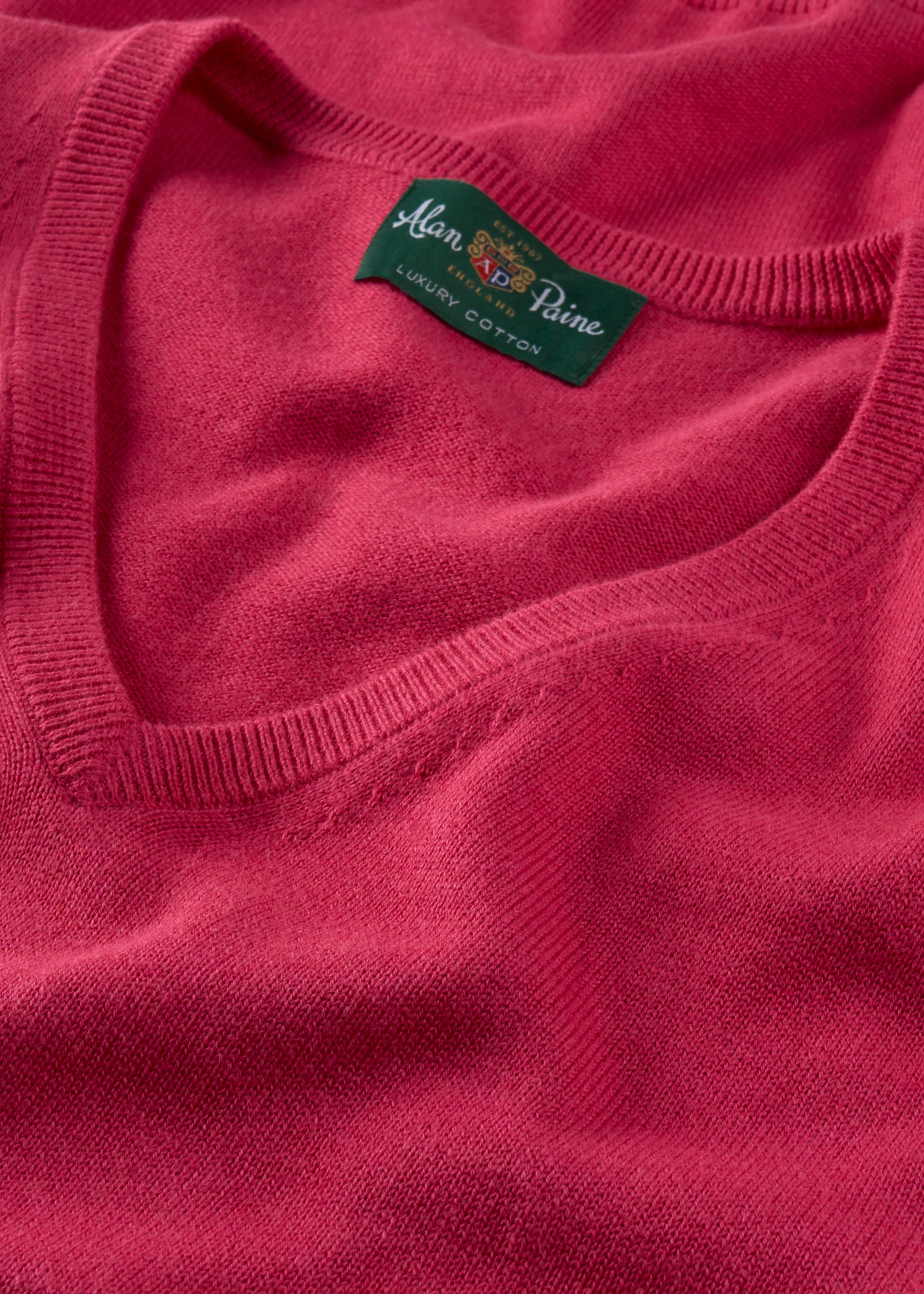 Rothwell Cotton Cashmere Jumper In Raspberry - Image 3