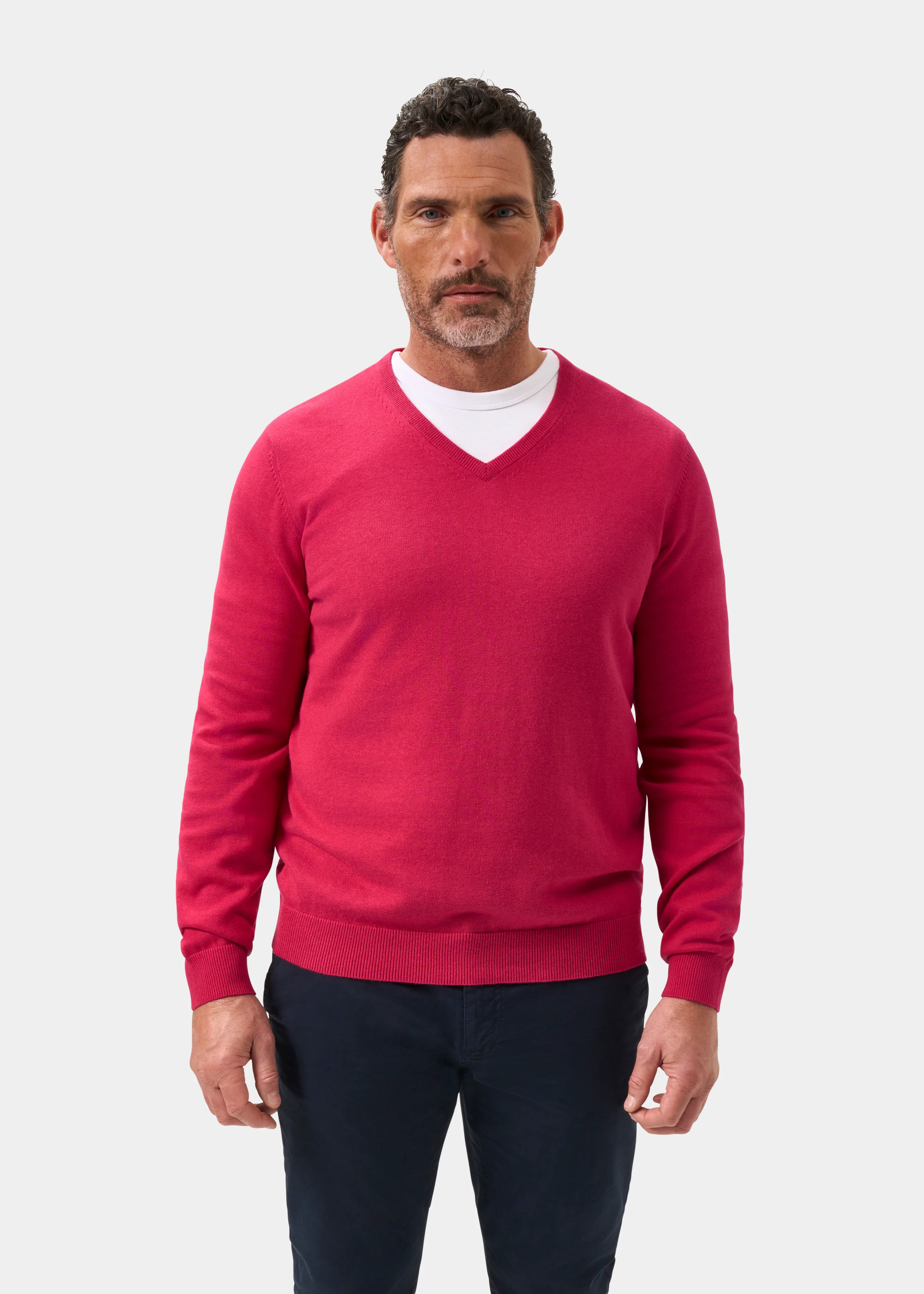 Rothwell Cotton Cashmere Jumper In Raspberry - Image 5