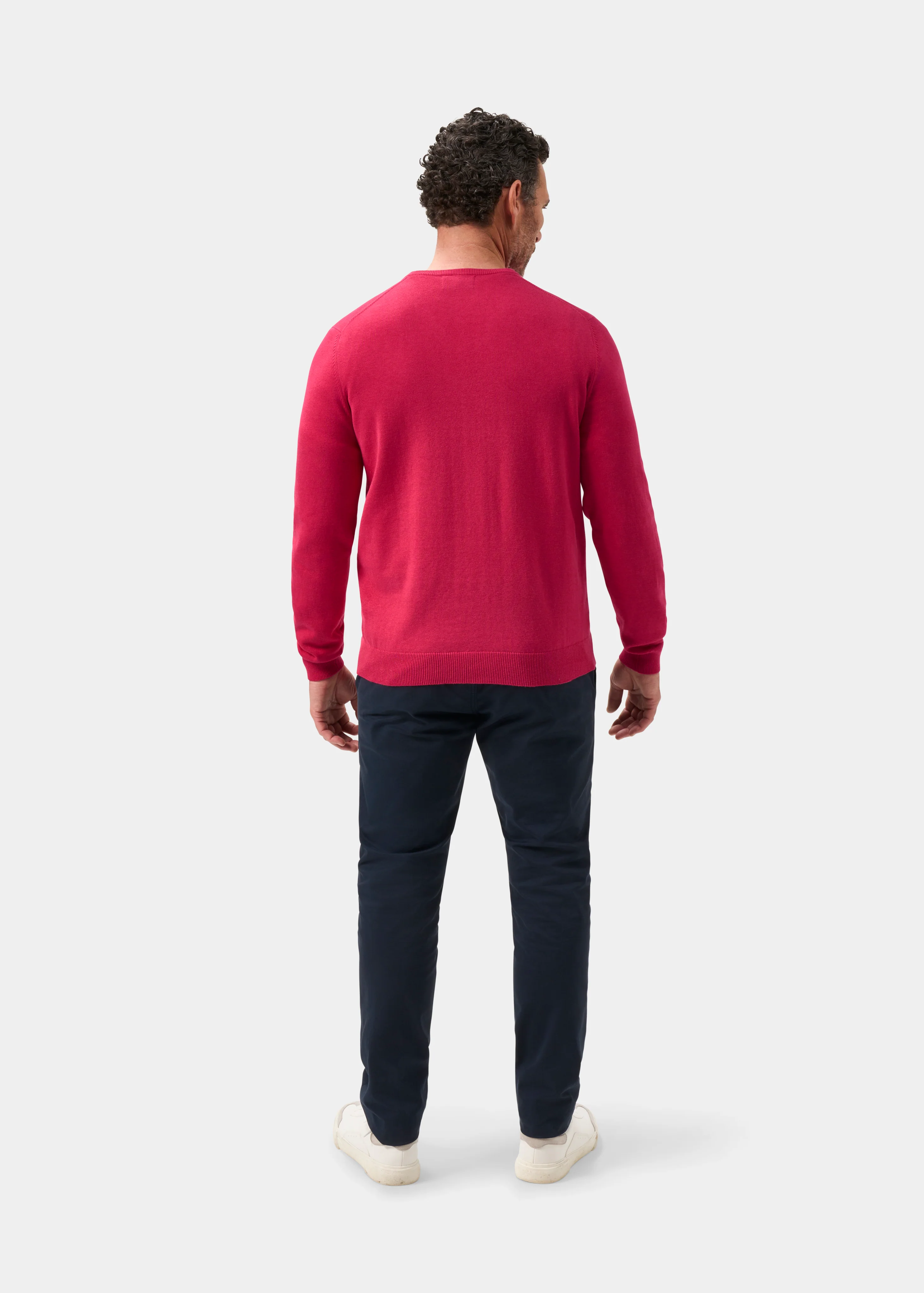 Rothwell Cotton Cashmere Jumper In Raspberry - Image 7