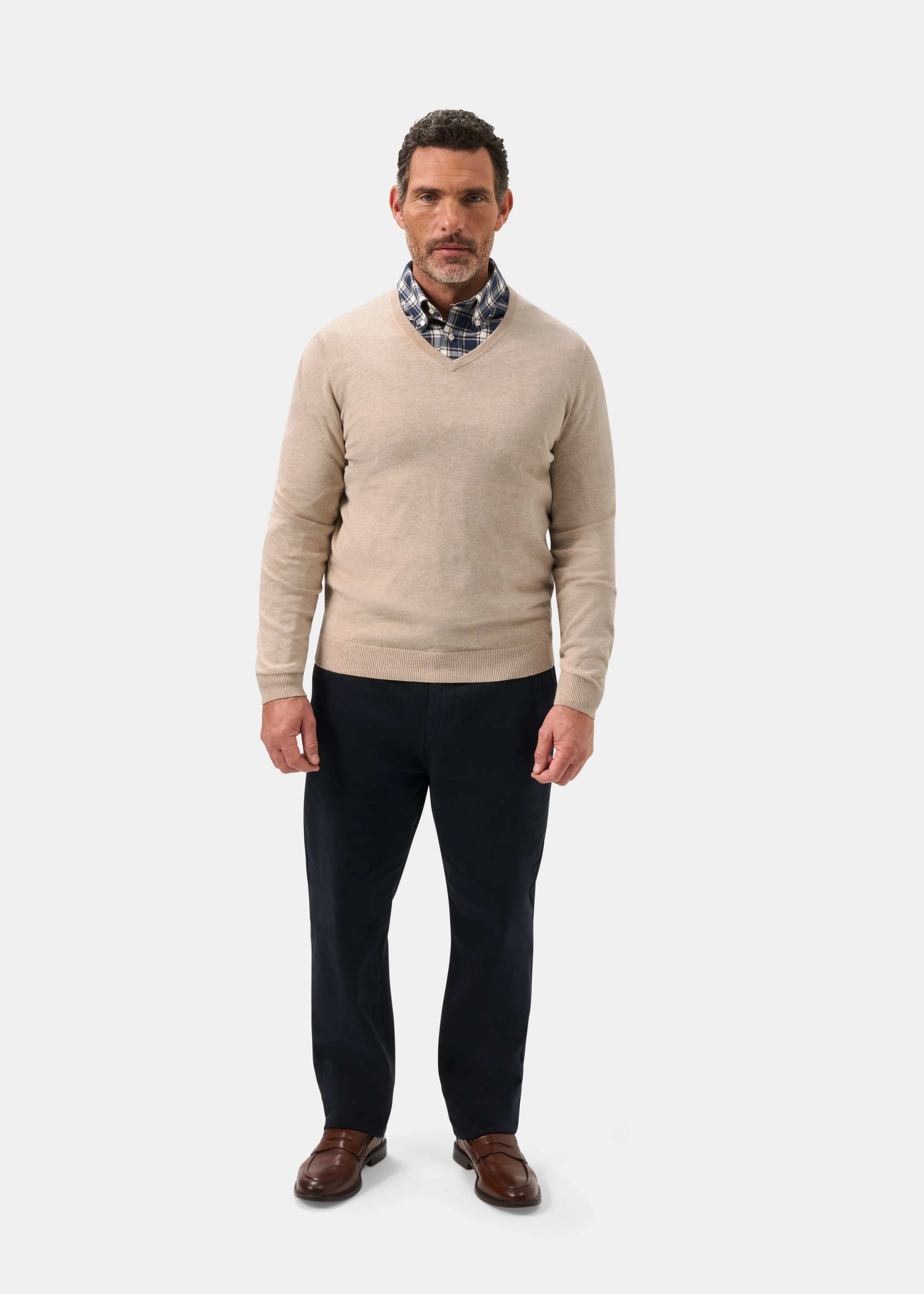 Rothwell Cotton Cashmere Jumper In Sand - Image 4