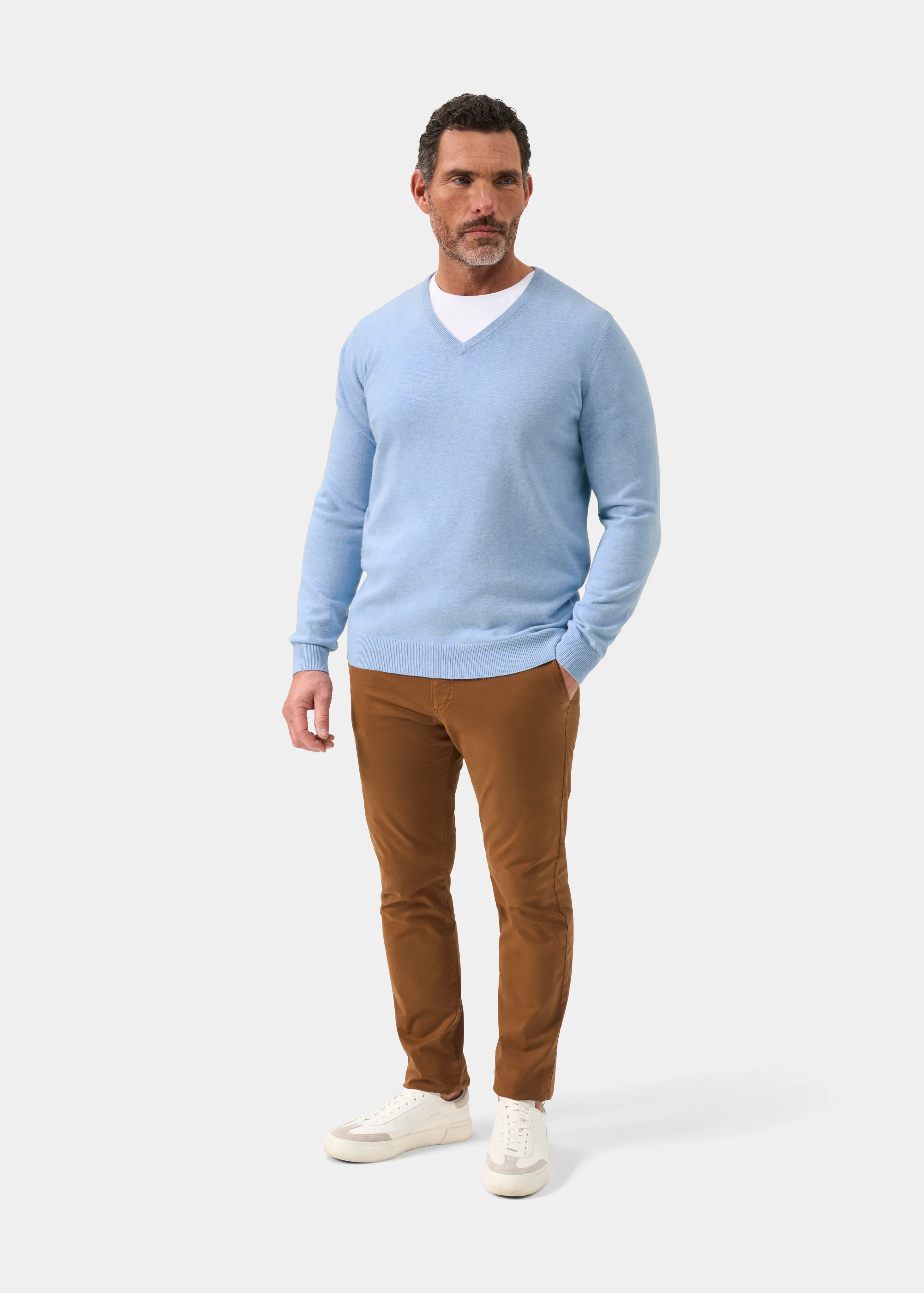 Rothwell Cotton Cashmere Jumper In Steel Blue - Image 3