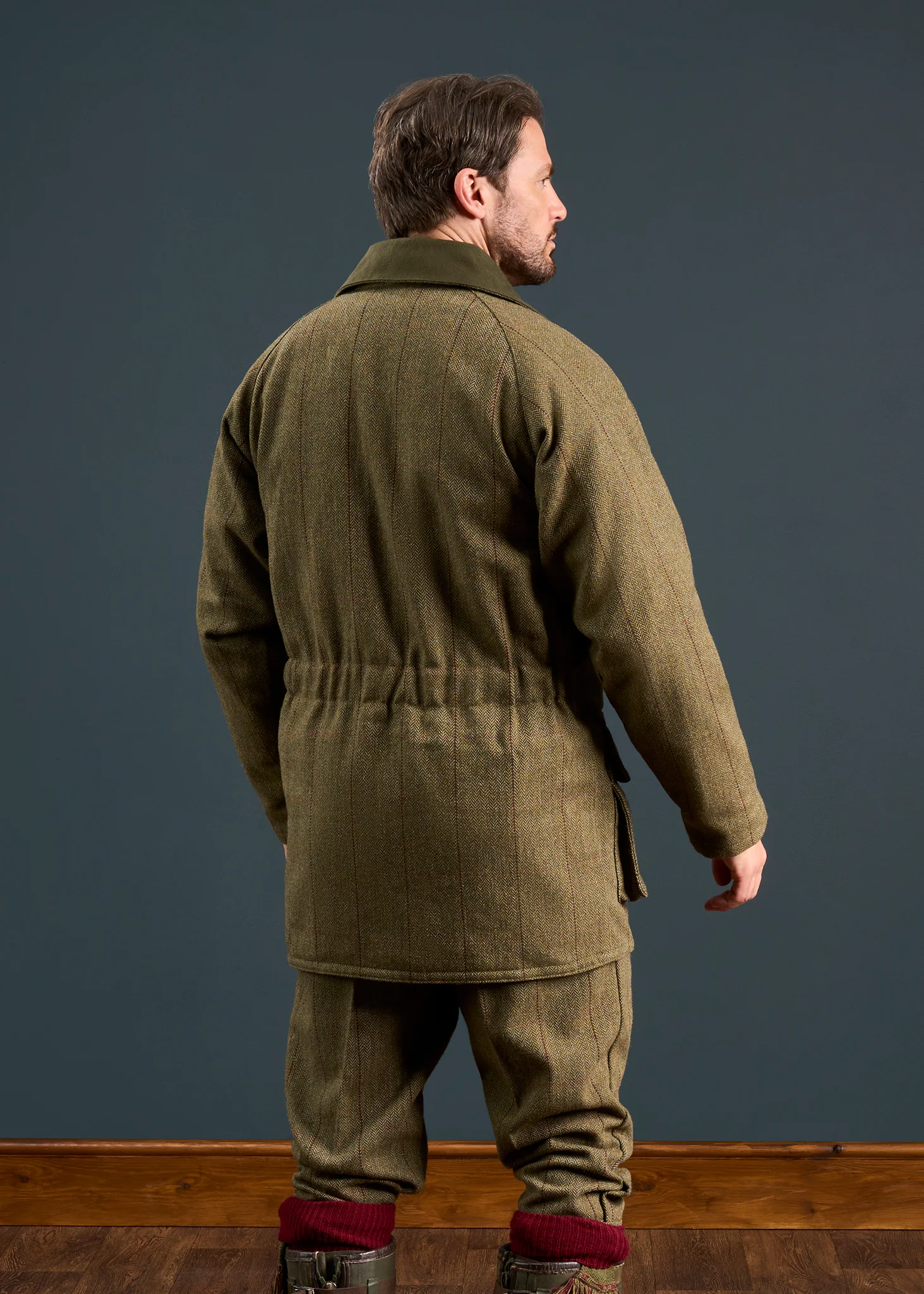 Rutland Men's Tweed Waterproof Shooting Coat in Oakley  -  Regular Fit - Image 4
