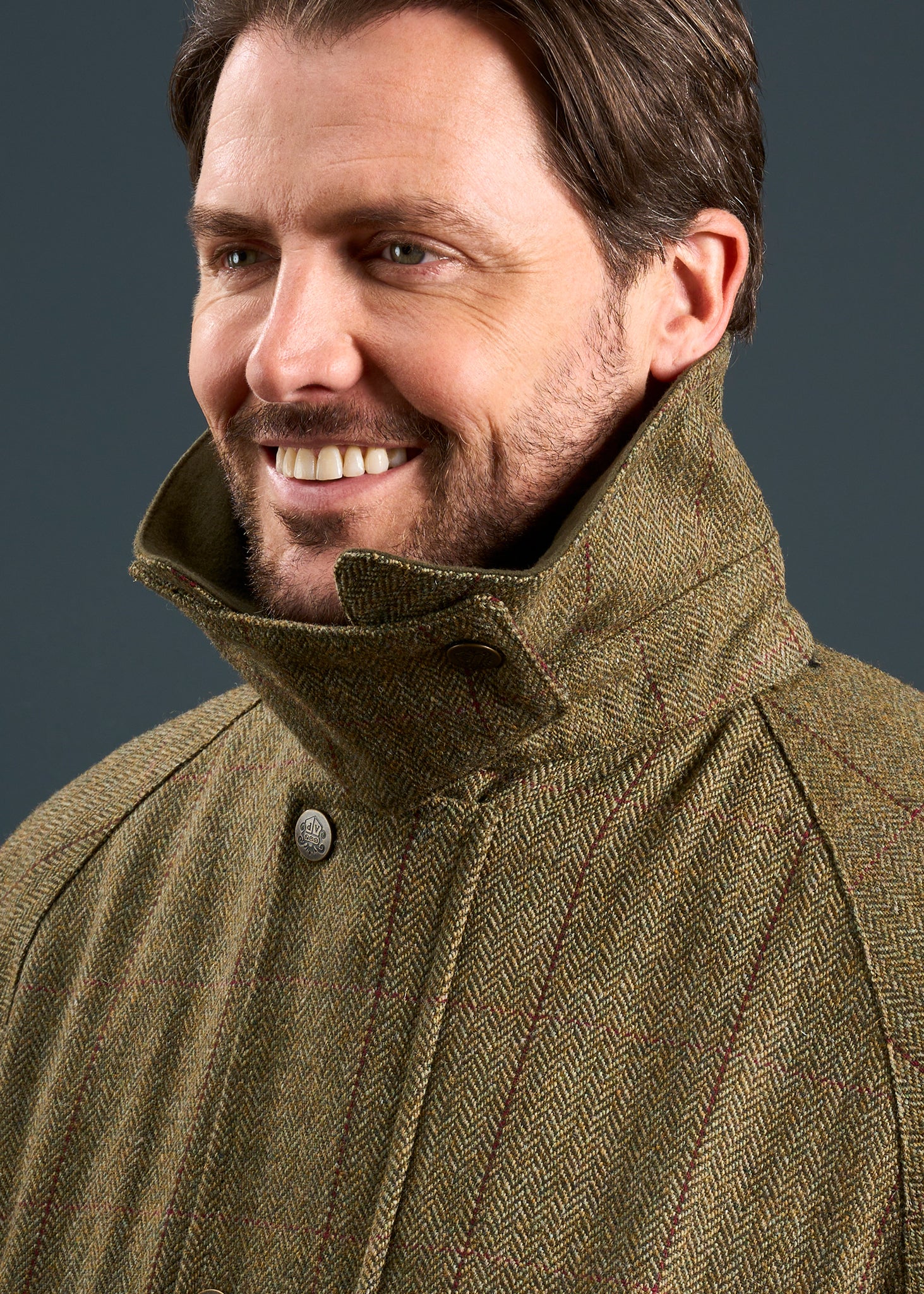 Rutland Men's Tweed Waterproof Shooting Coat in Oakley  -  Regular Fit - Image 5
