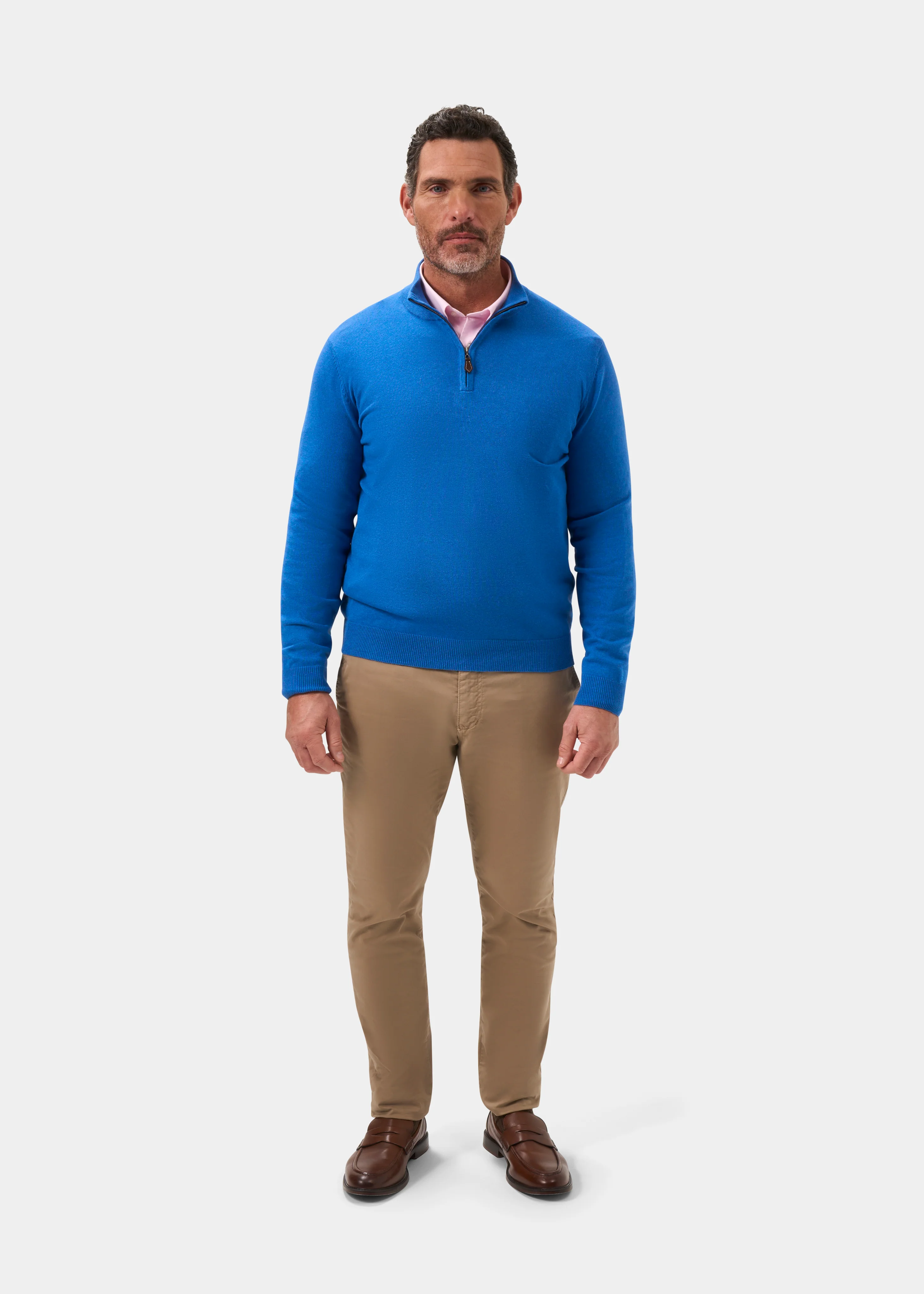 Selhurst Cotton Cashmere 1/4 Zip Jumper In Regatta - Image 4