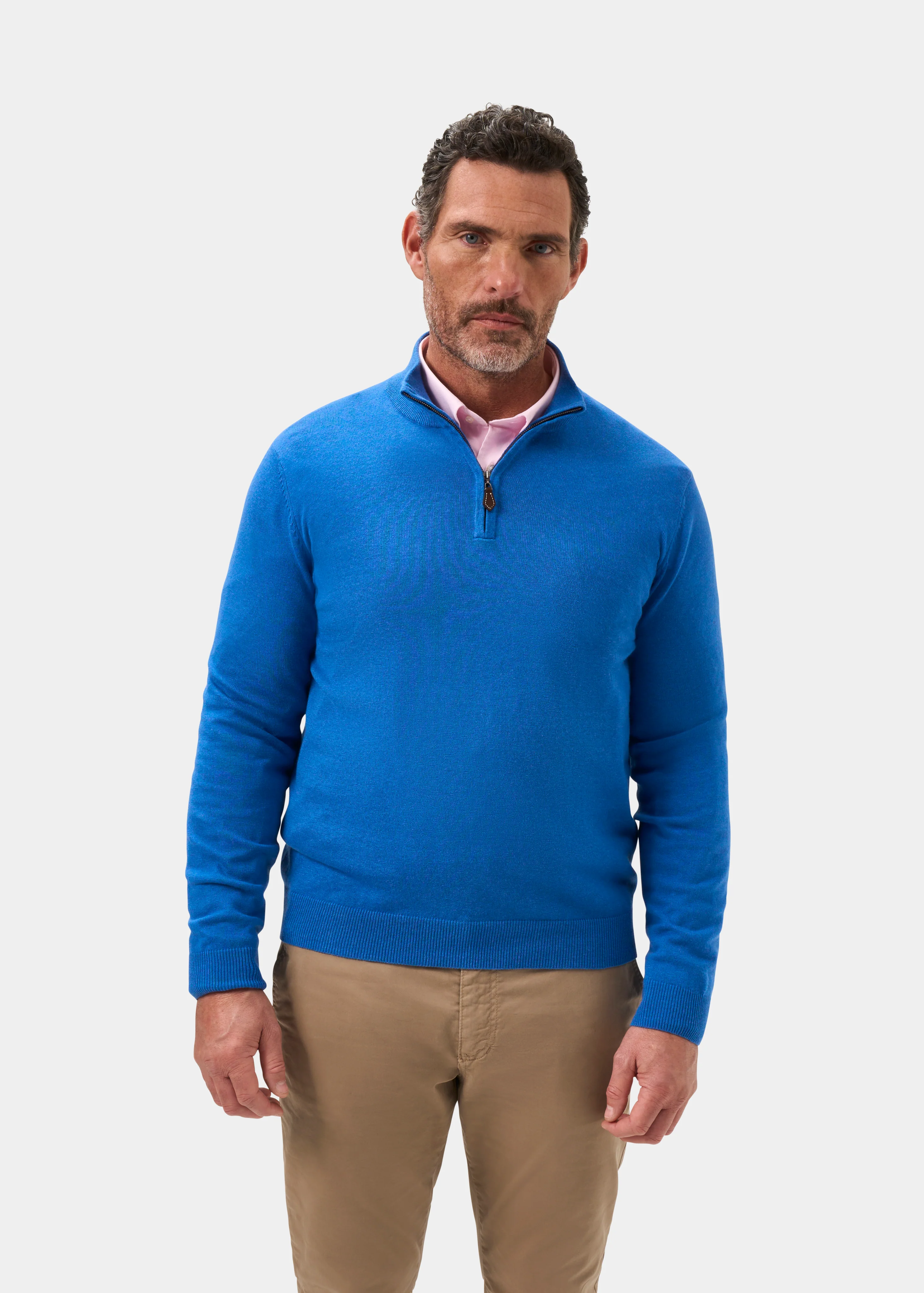 Selhurst Cotton Cashmere 1/4 Zip Jumper In Regatta - Image 5