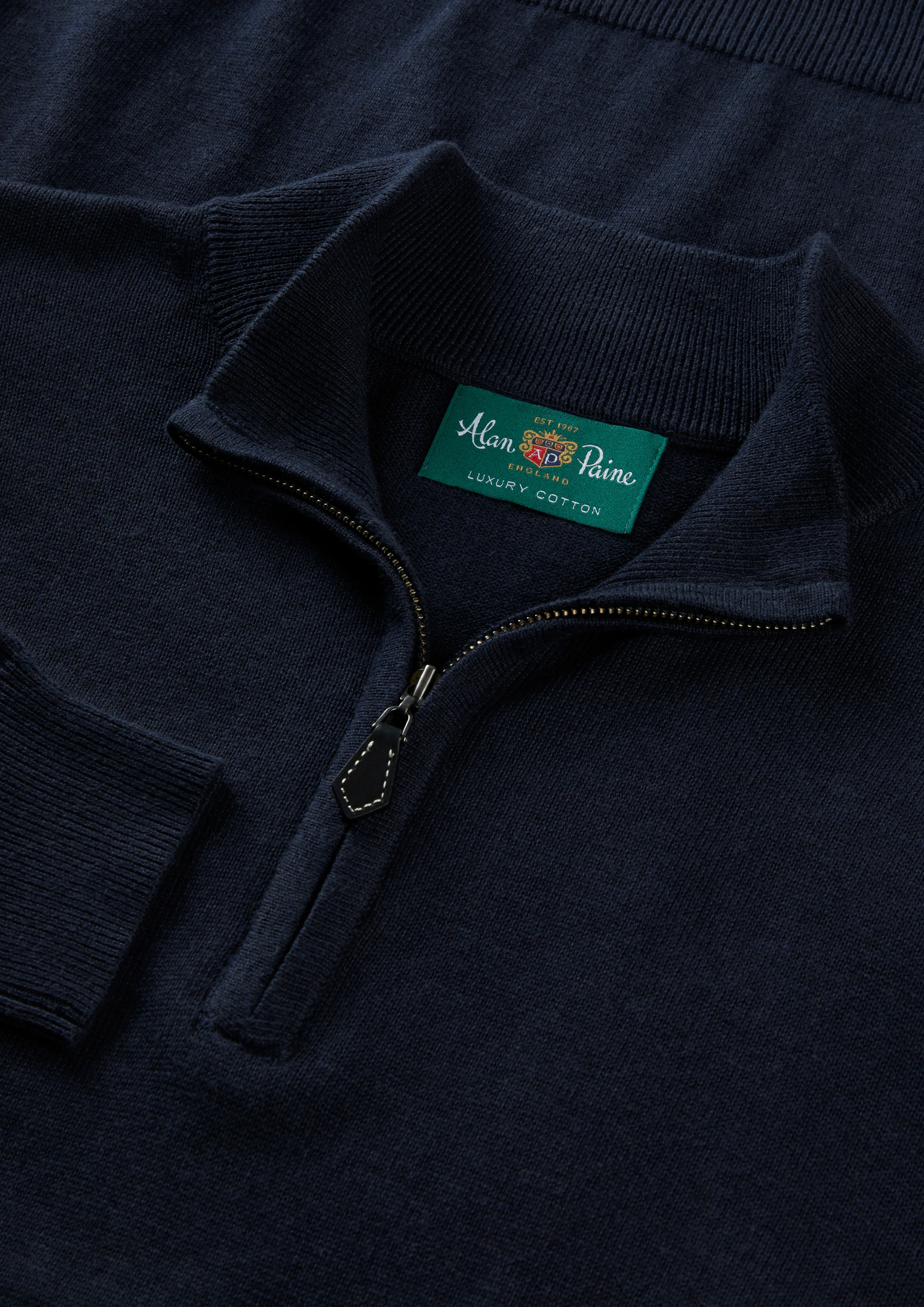 Selhurst Cotton Cashmere 1/4 Zip Jumper In Dark Navy - Image 2