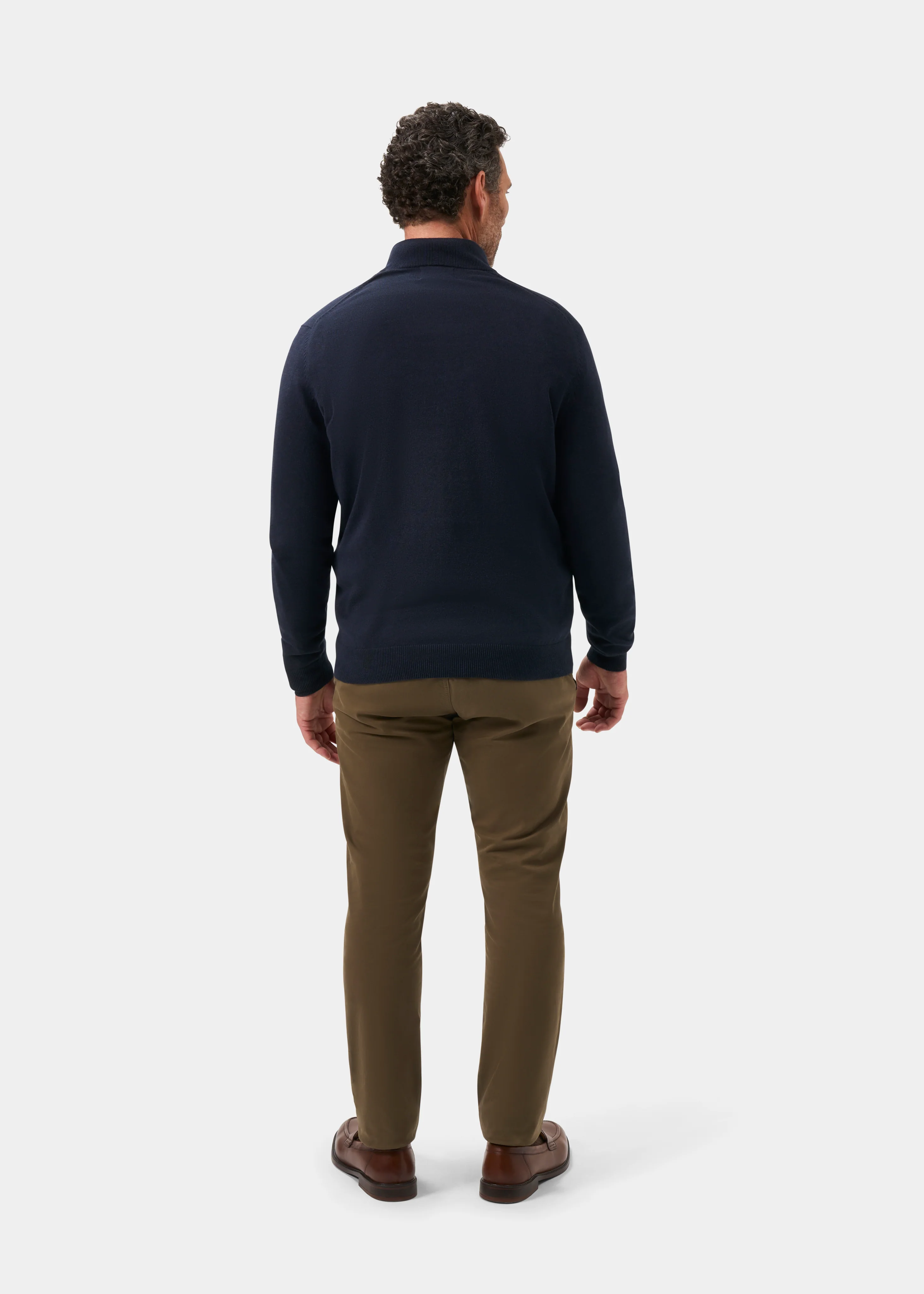 Selhurst Cotton Cashmere 1/4 Zip Jumper In Dark Navy - Image 7