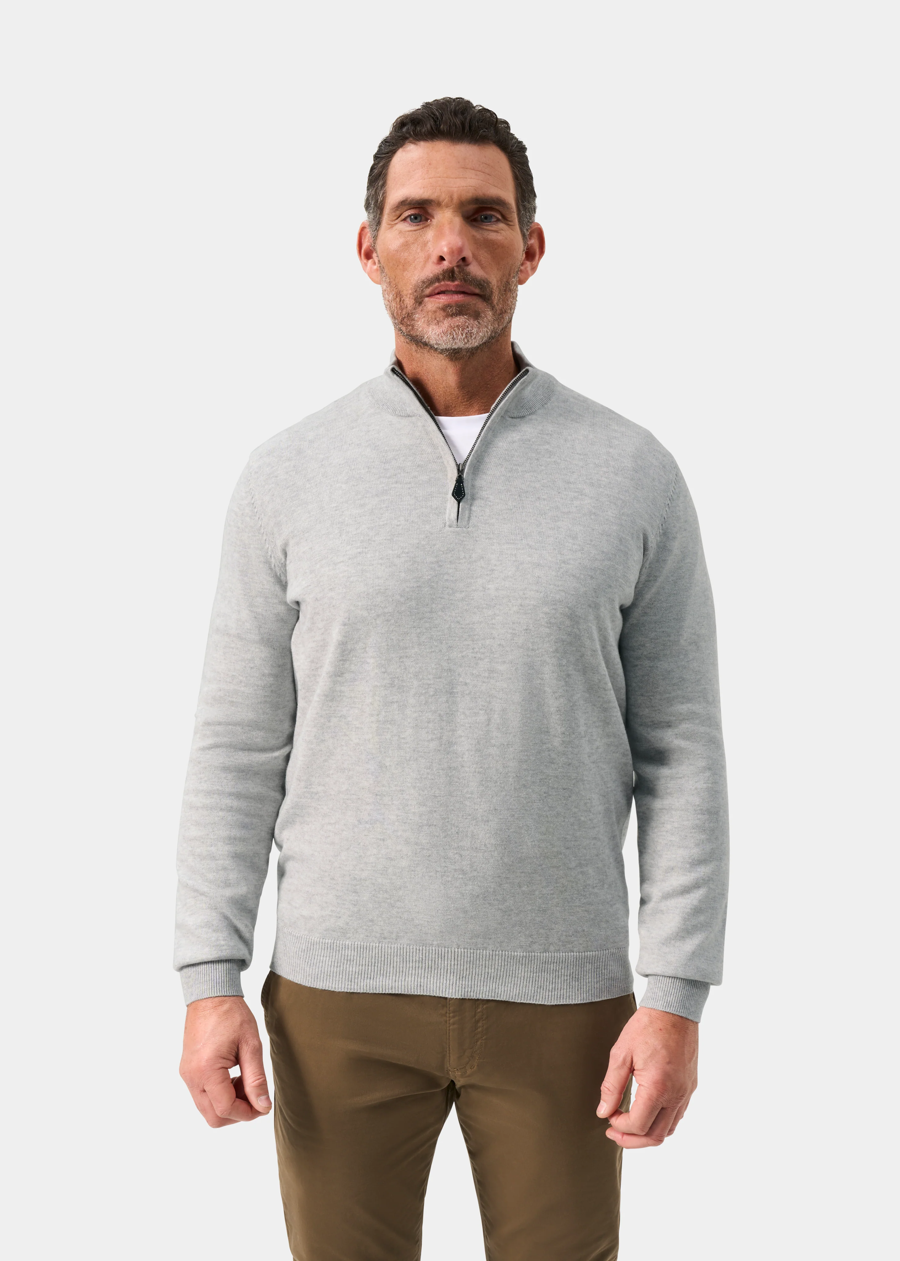 Selhurst Cotton Cashmere 1/4 Zip Jumper In Dove - Image 2