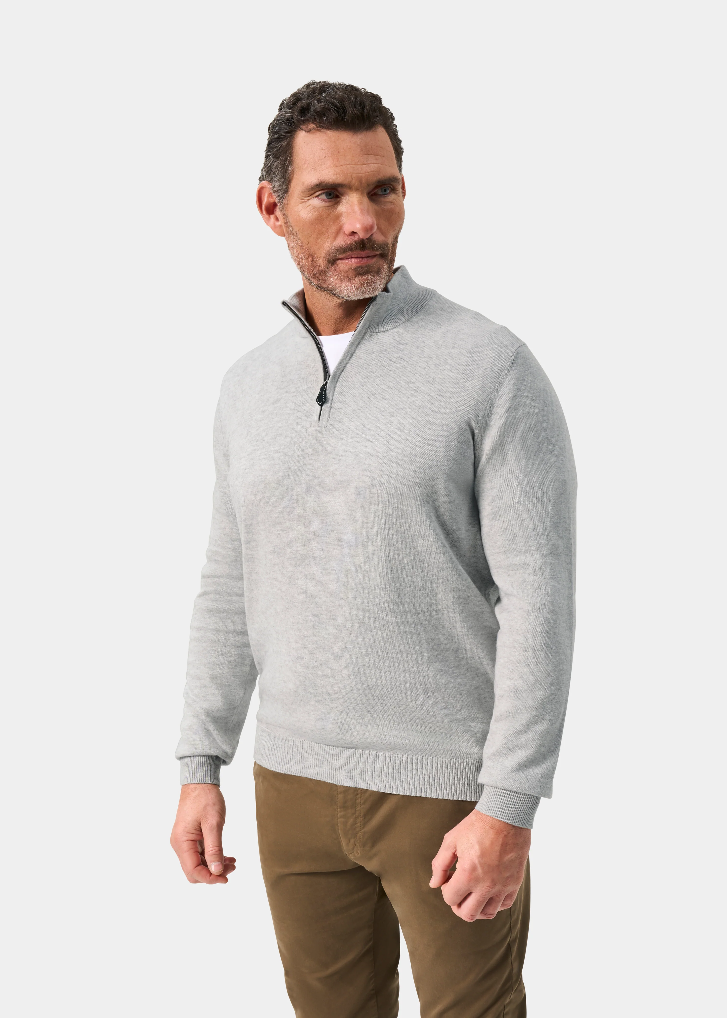Selhurst Cotton Cashmere 1/4 Zip Jumper In Dove - Image 5