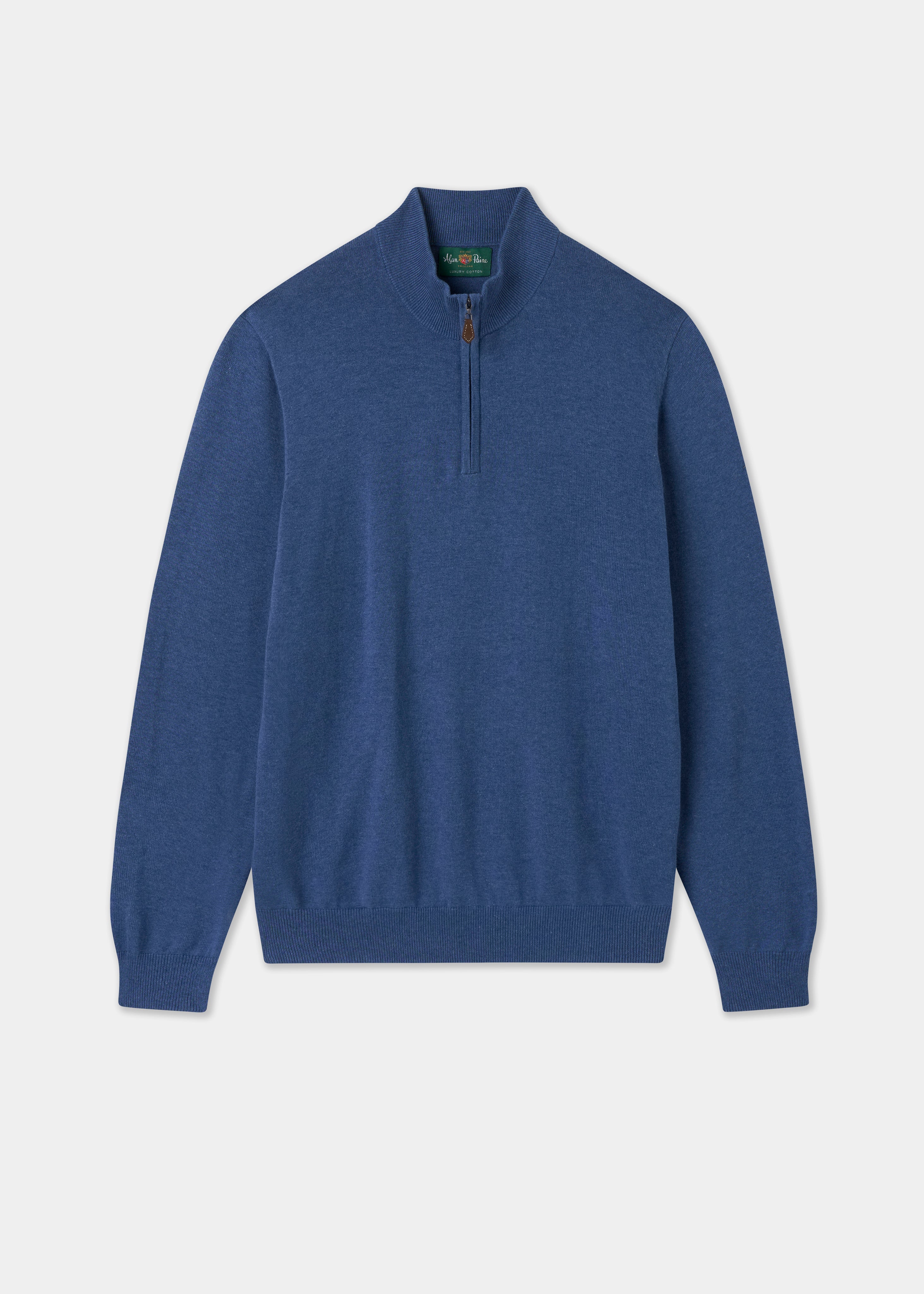 Selhurst Cotton Cashmere 1/4 Zip Jumper In Indigo