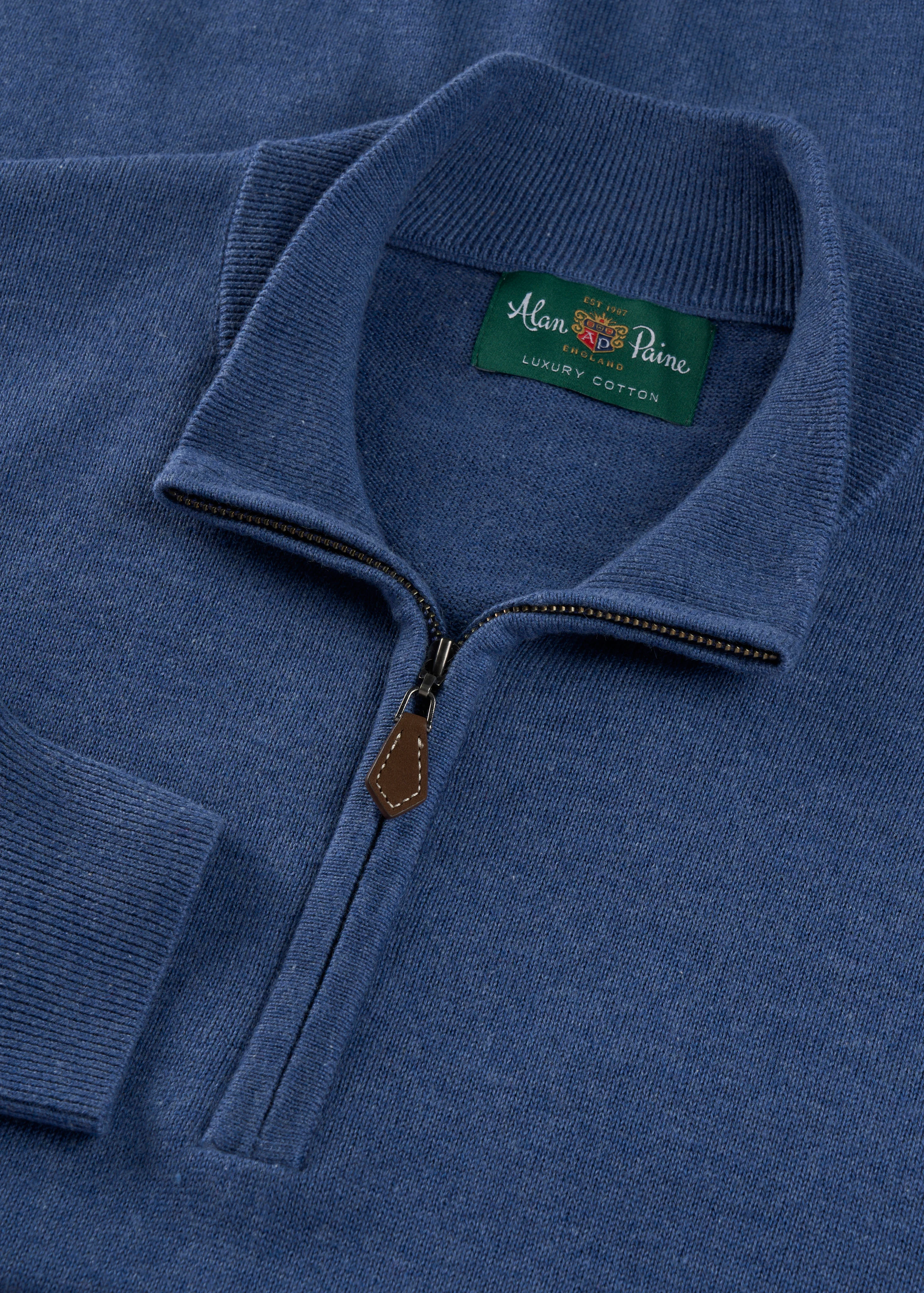Selhurst Cotton Cashmere 1/4 Zip Jumper In Indigo - Image 2