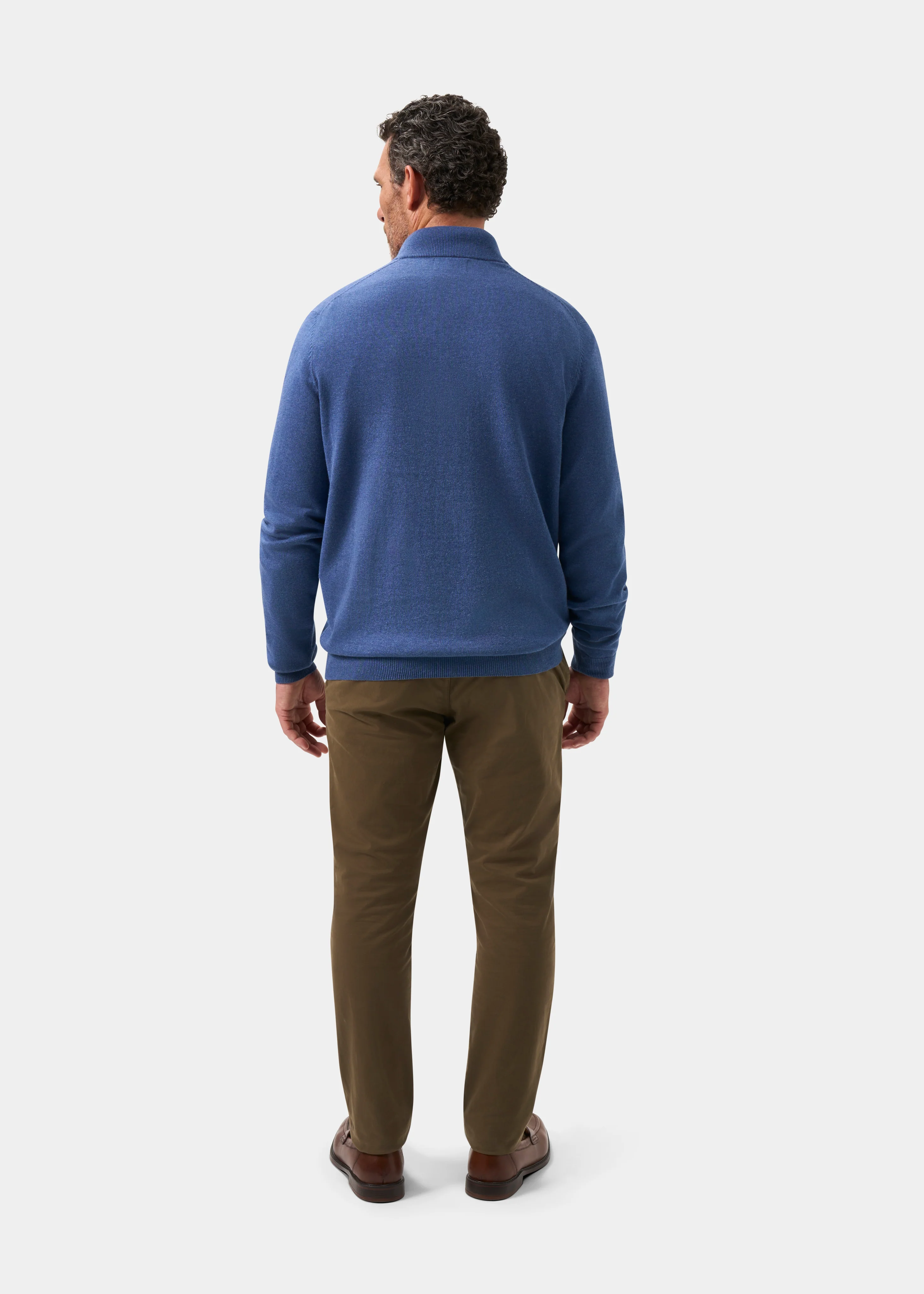 Selhurst Cotton Cashmere 1/4 Zip Jumper In Indigo - Image 7