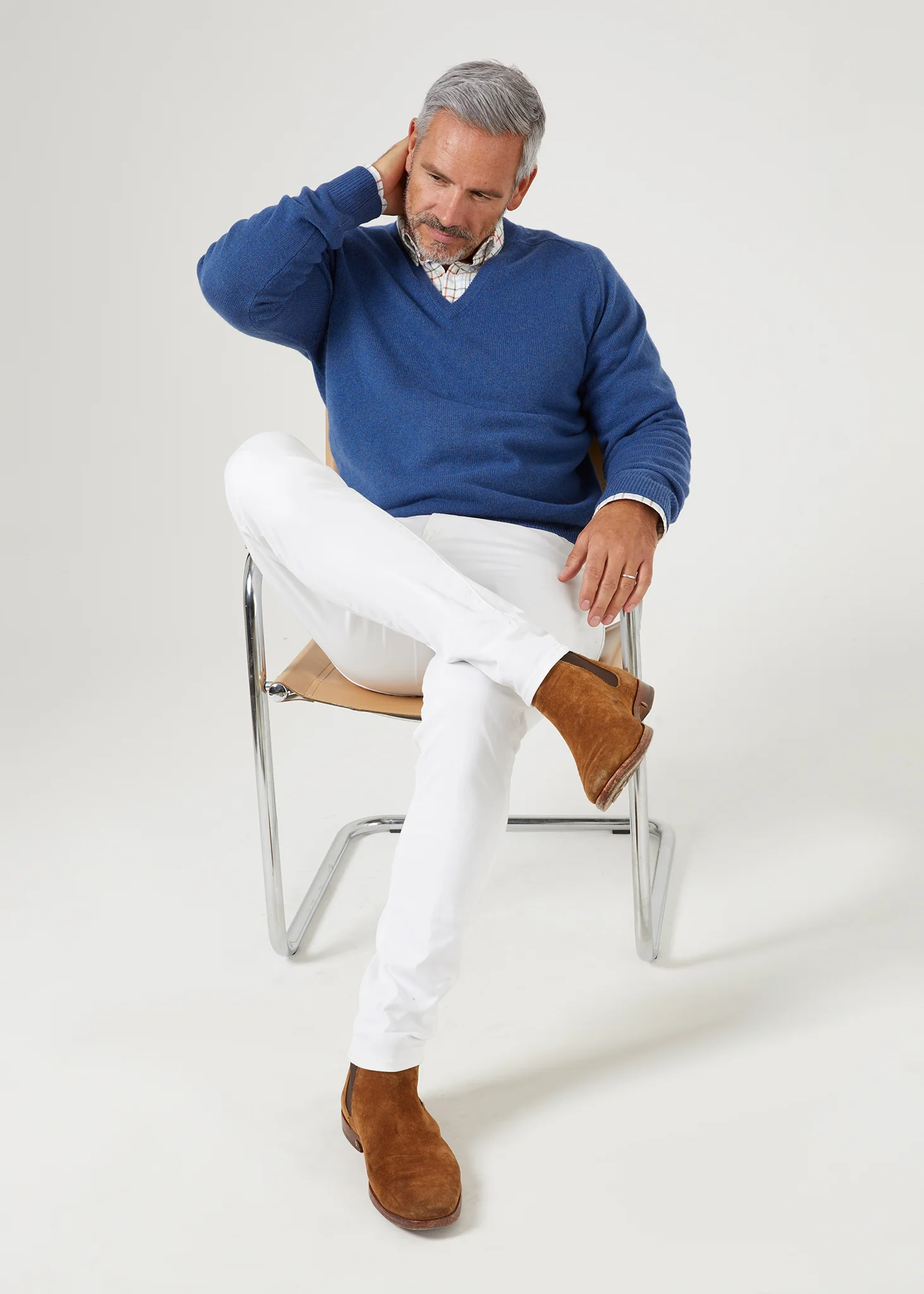 Selkirk Cashmere Jumper in Denim - Classic Fit - Image 4
