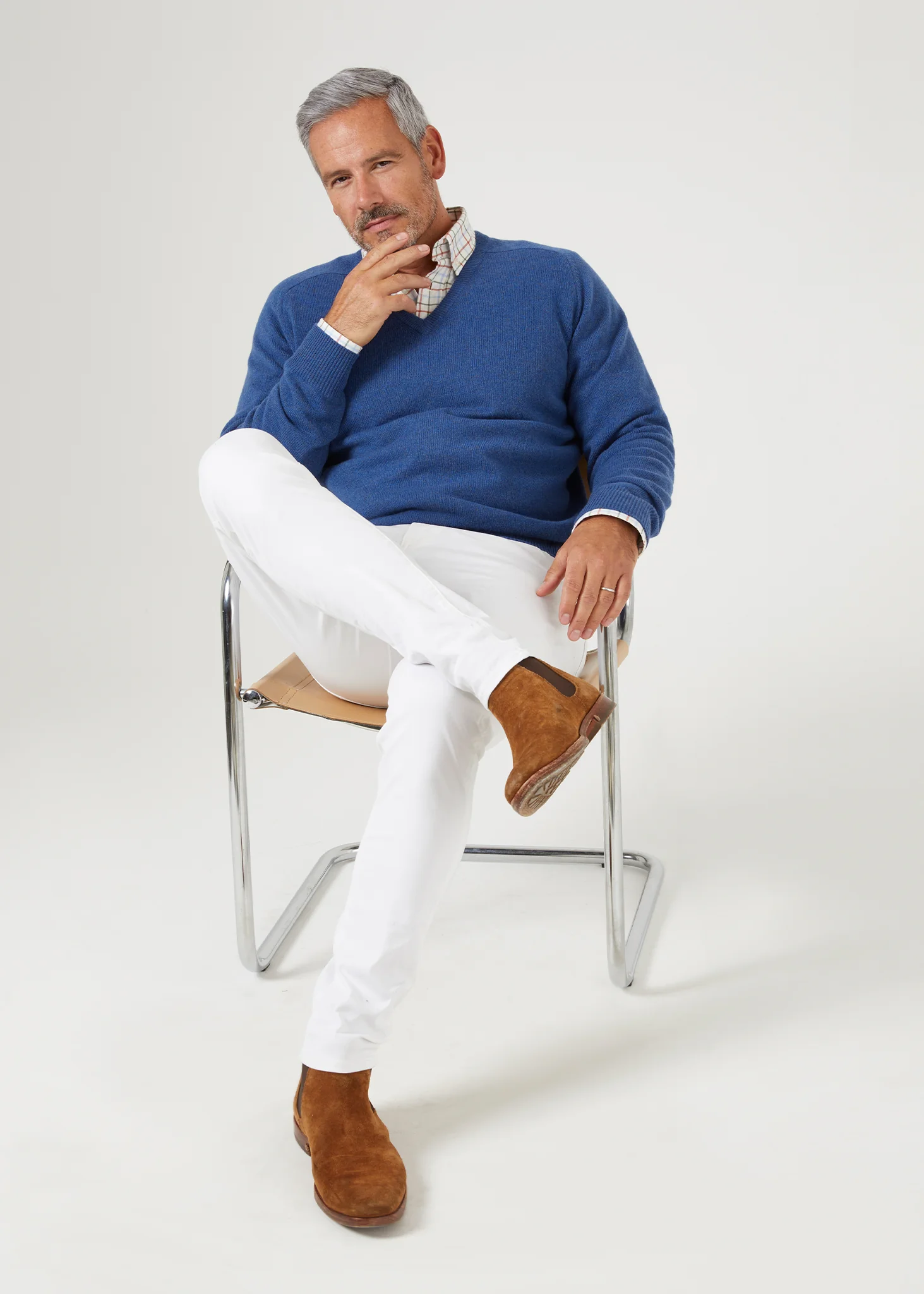 Selkirk Cashmere Jumper in Denim - Classic Fit - Image 5
