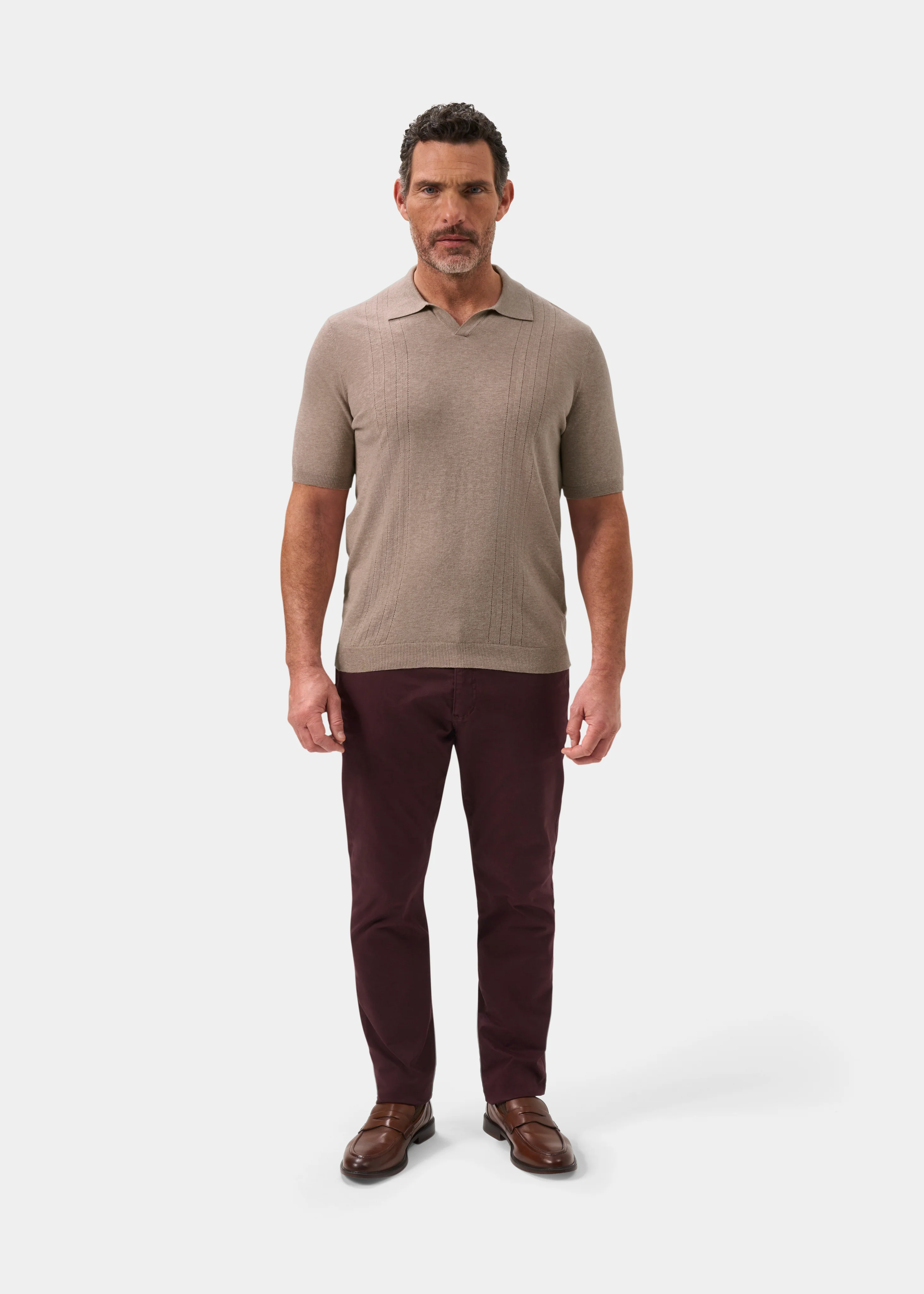 Shipford Men's Short Sleeve Cotton Jumper In Coffee - Image 2