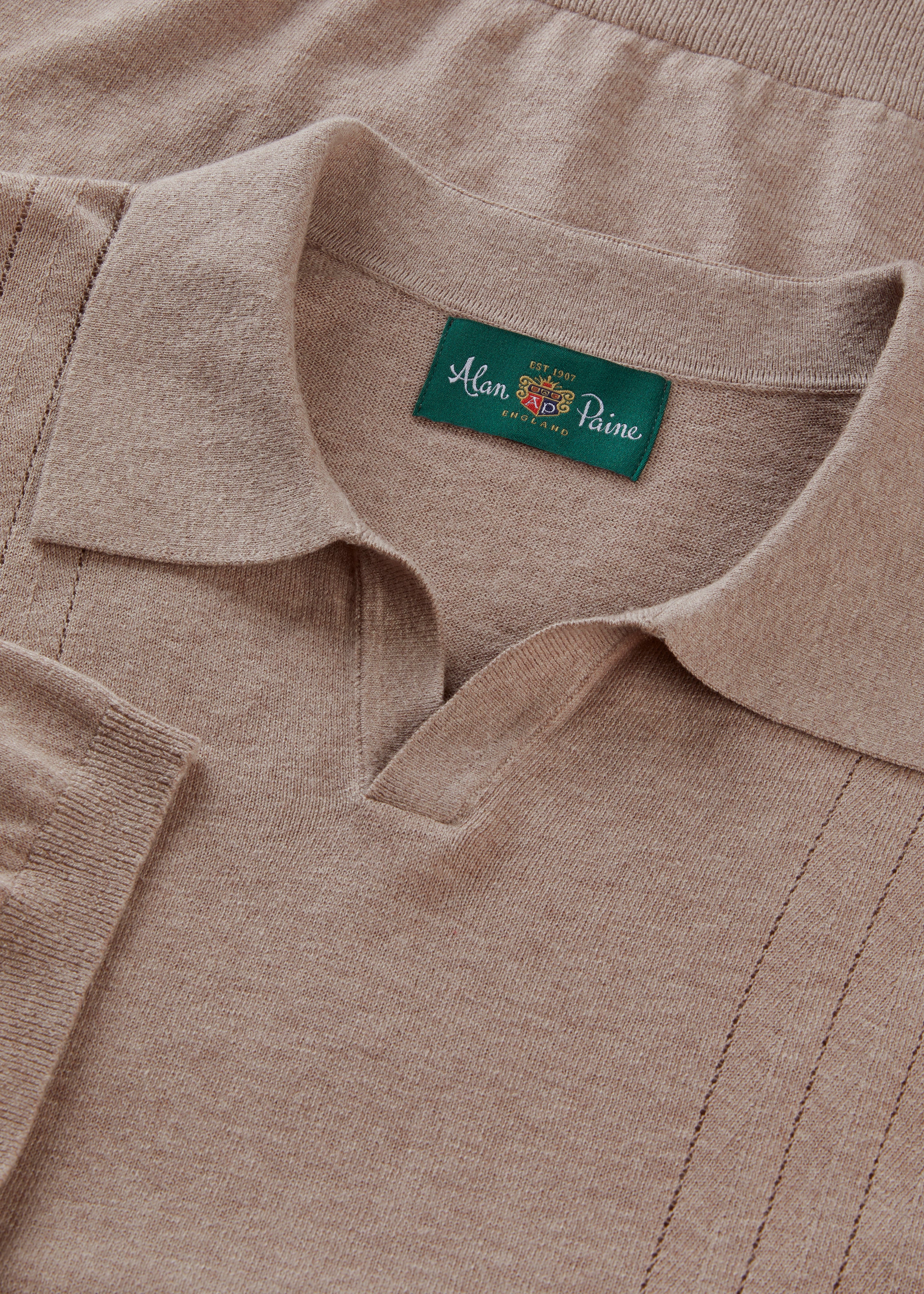 Shipford Men's Short Sleeve Cotton Jumper In Coffee - Image 3