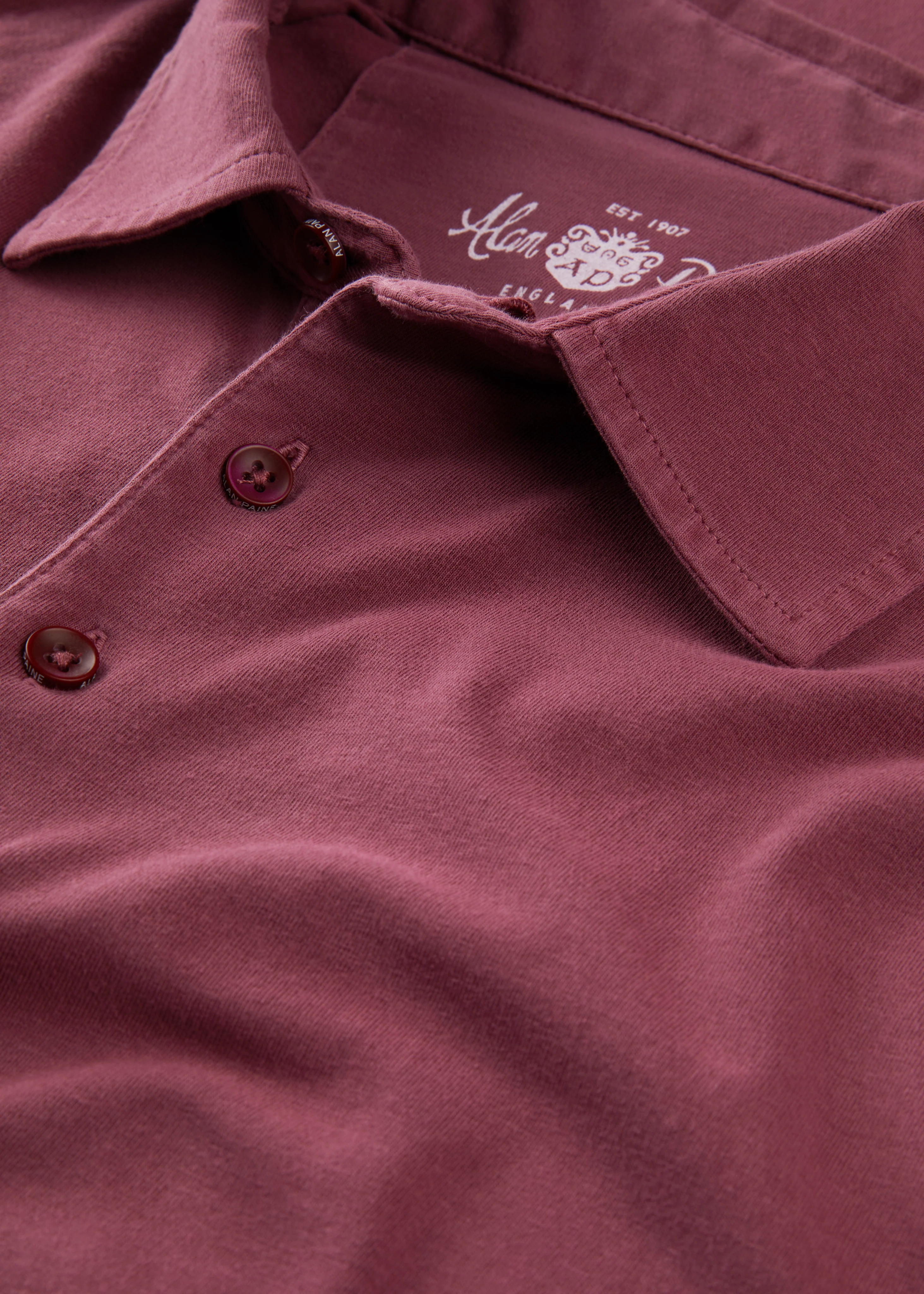 Storwood Long Sleeve Polo Shirt In Claret - Image 4