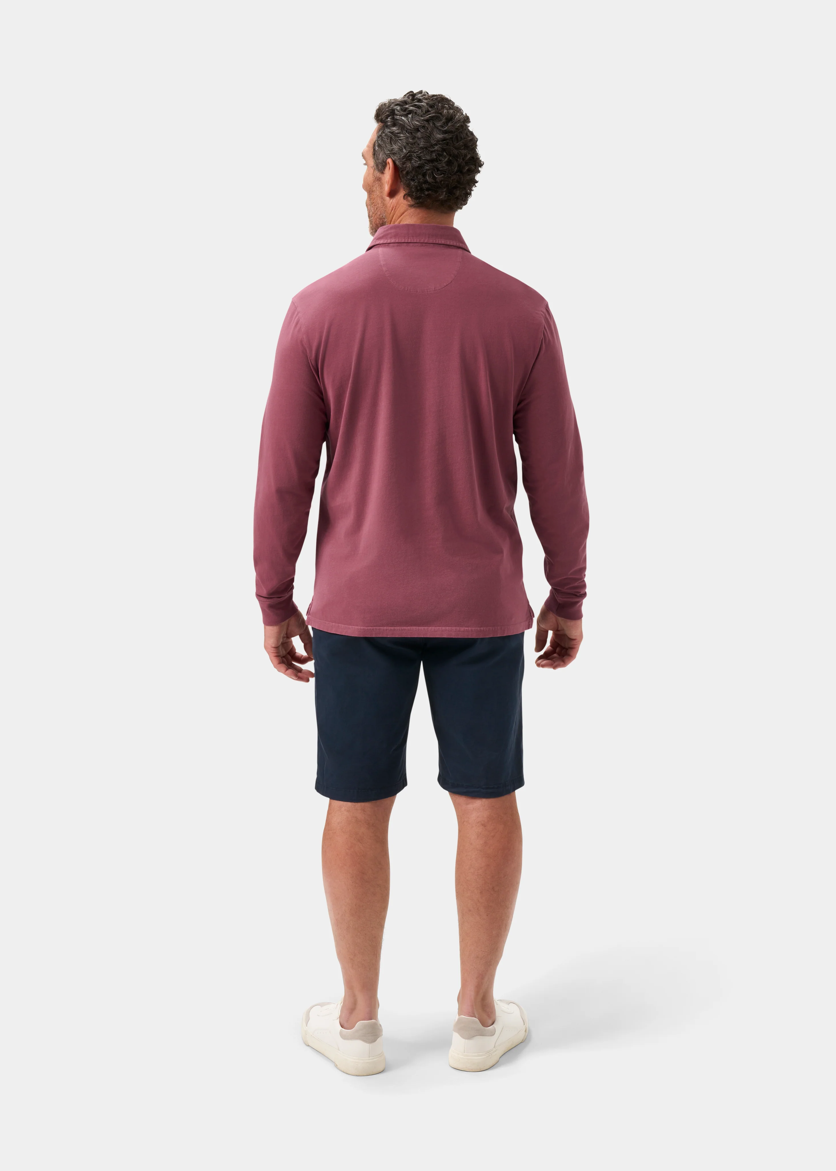 Storwood Long Sleeve Polo Shirt In Claret - Image 7