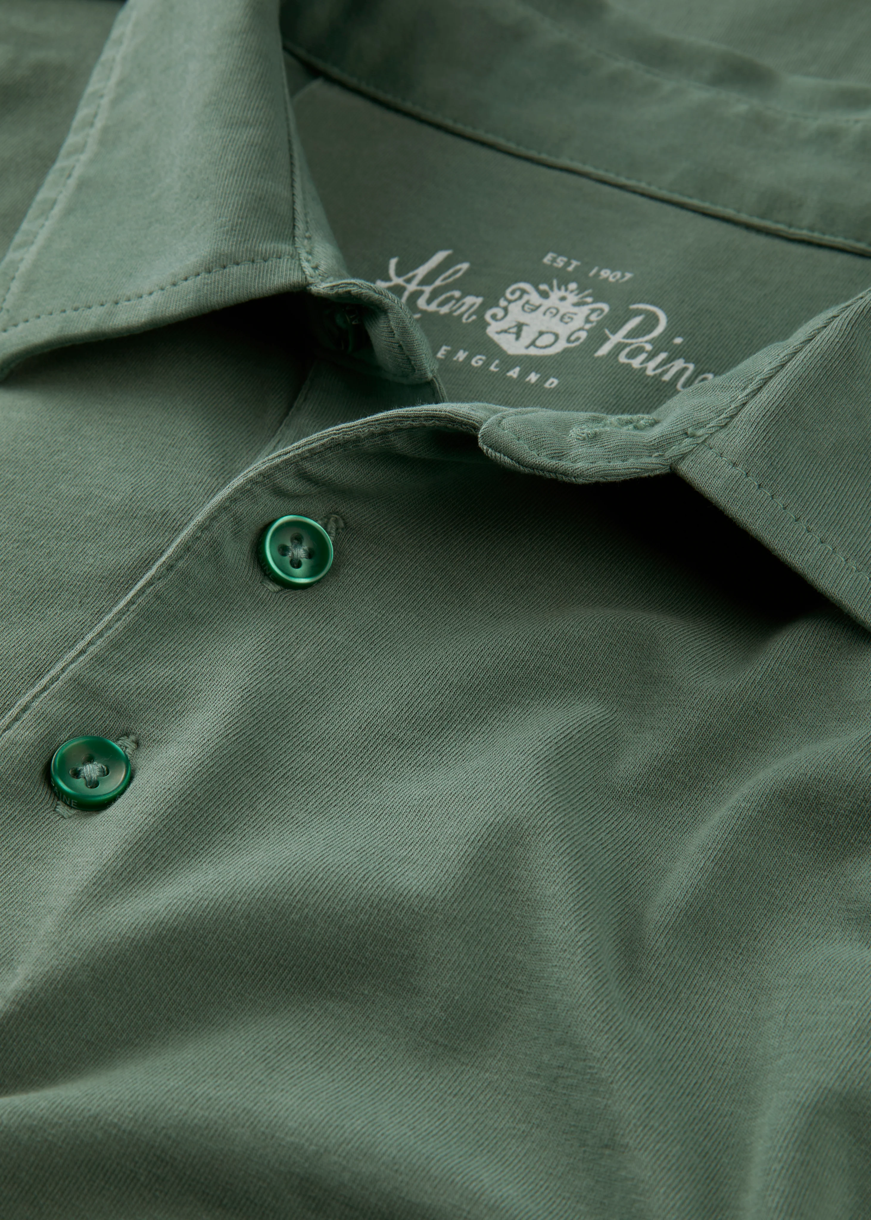 Storwood Long Sleeve Polo Shirt In Pine - Image 7