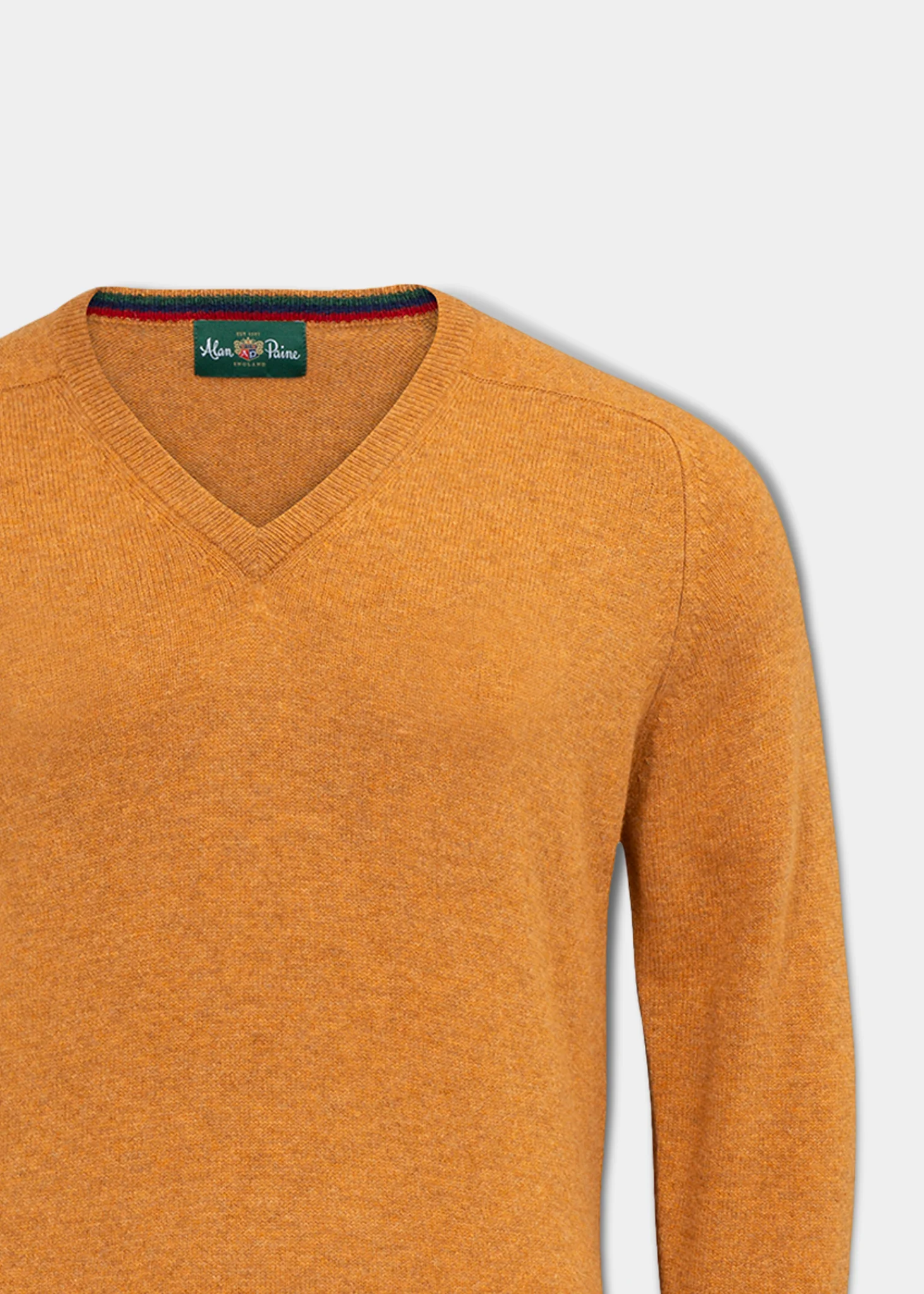 Streetly Men's V Neck Jumper In Gazelle - Classic Fit - Image 4