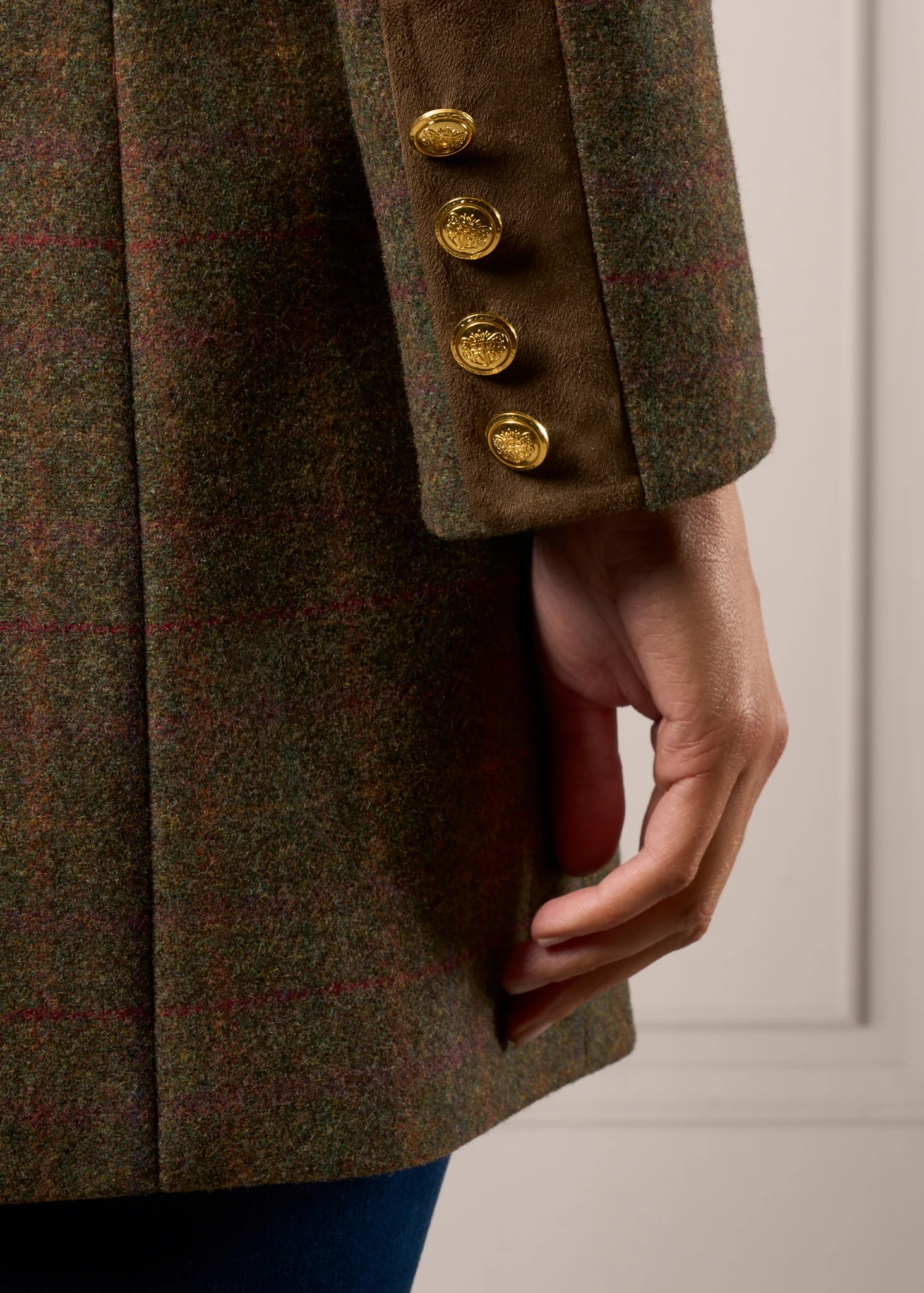 Surrey Ladies Tweed Water Repellent Mid-Thigh Coat in Hemlock  -  Regular Fit - Image 5