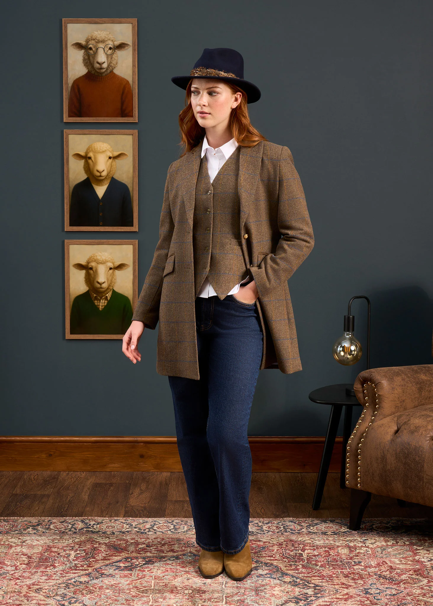 Surrey Ladies Tweed Water Repellent Mid-Thigh Coat in Seabrook  -  Regular Fit - Image 5