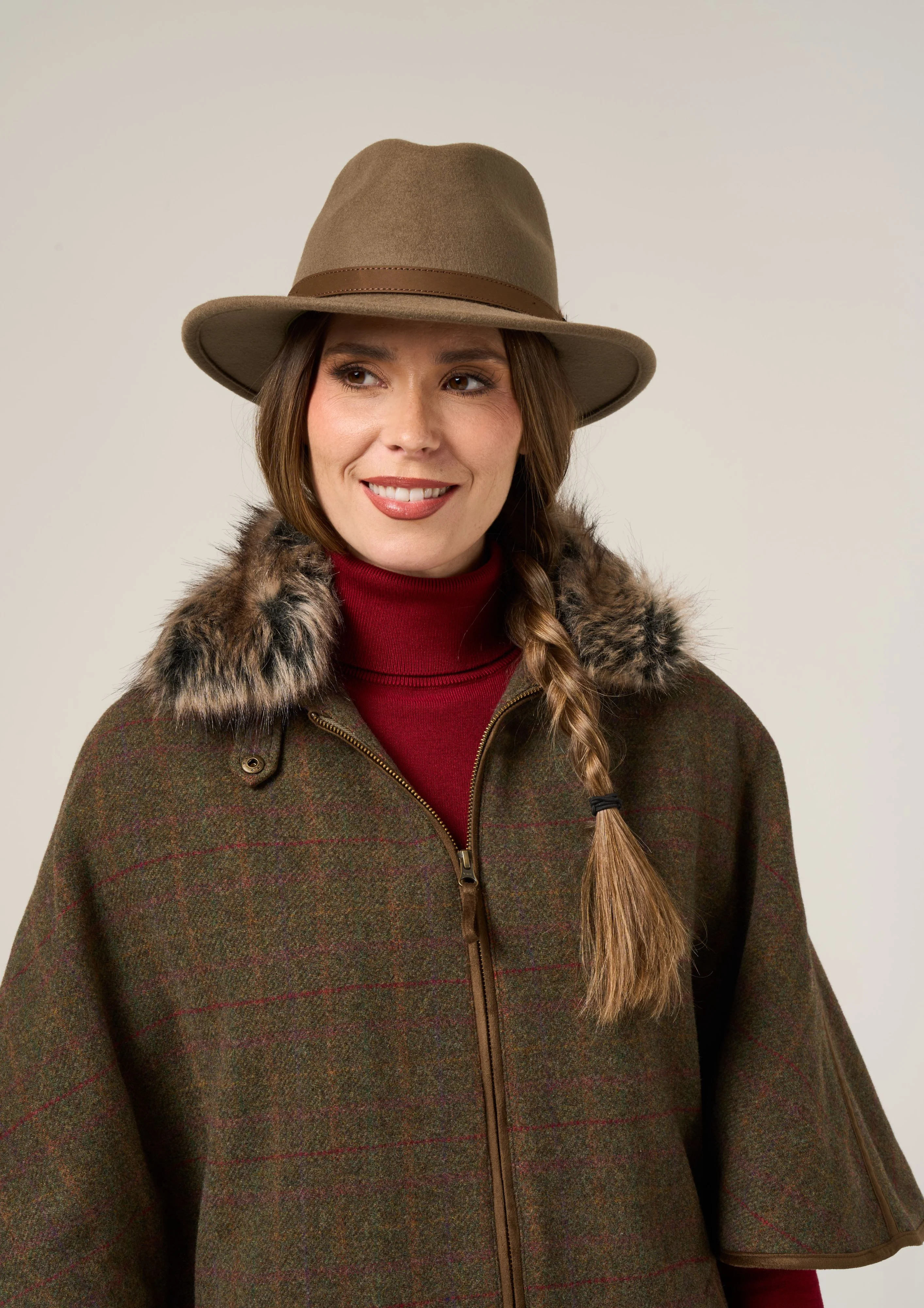 Surrey Ladies Tweed Water Repellent Cape in Hemlock  -  Regular Fit - Image 3