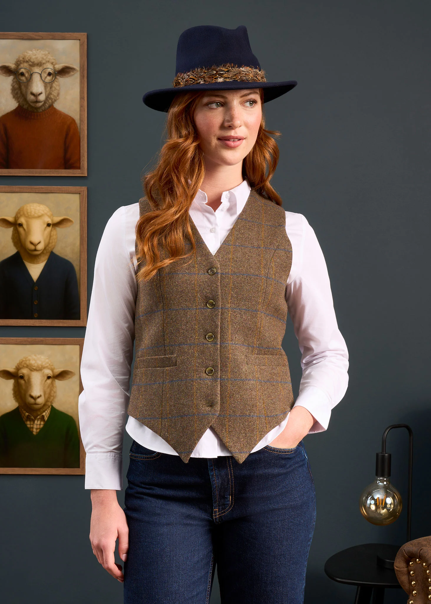 Surrey Ladies Tweed Water Repellant Waistcoat in Seabrook  -  Regular Fit - Image 2