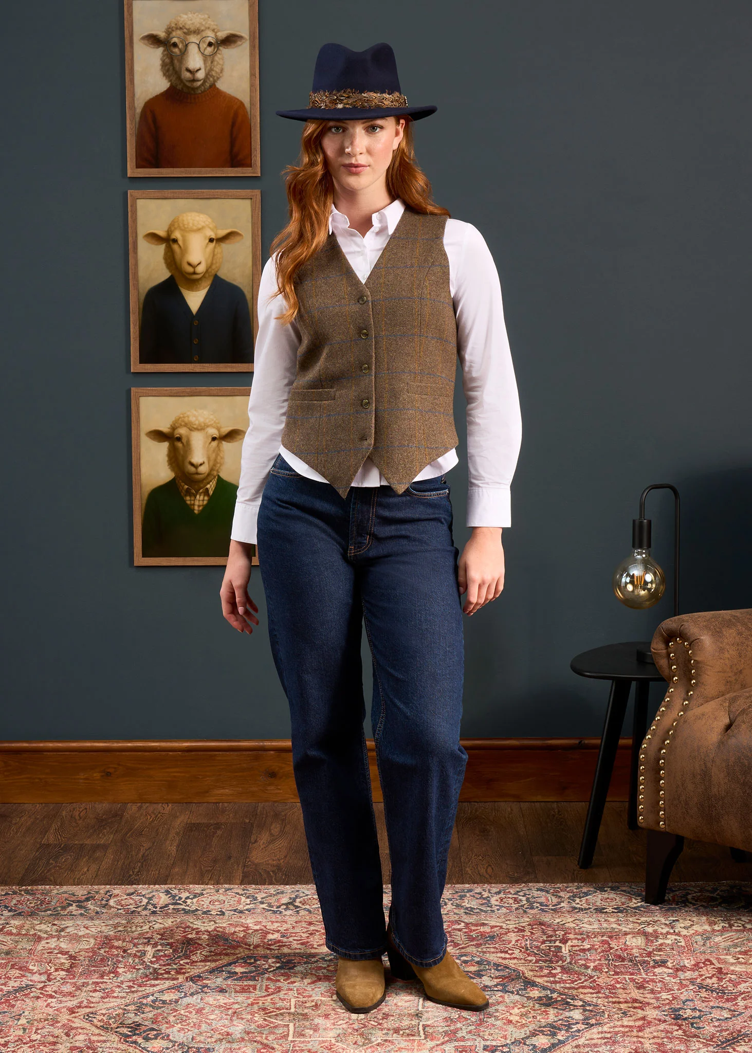 Surrey Ladies Tweed Water Repellant Waistcoat in Seabrook  -  Regular Fit - Image 4