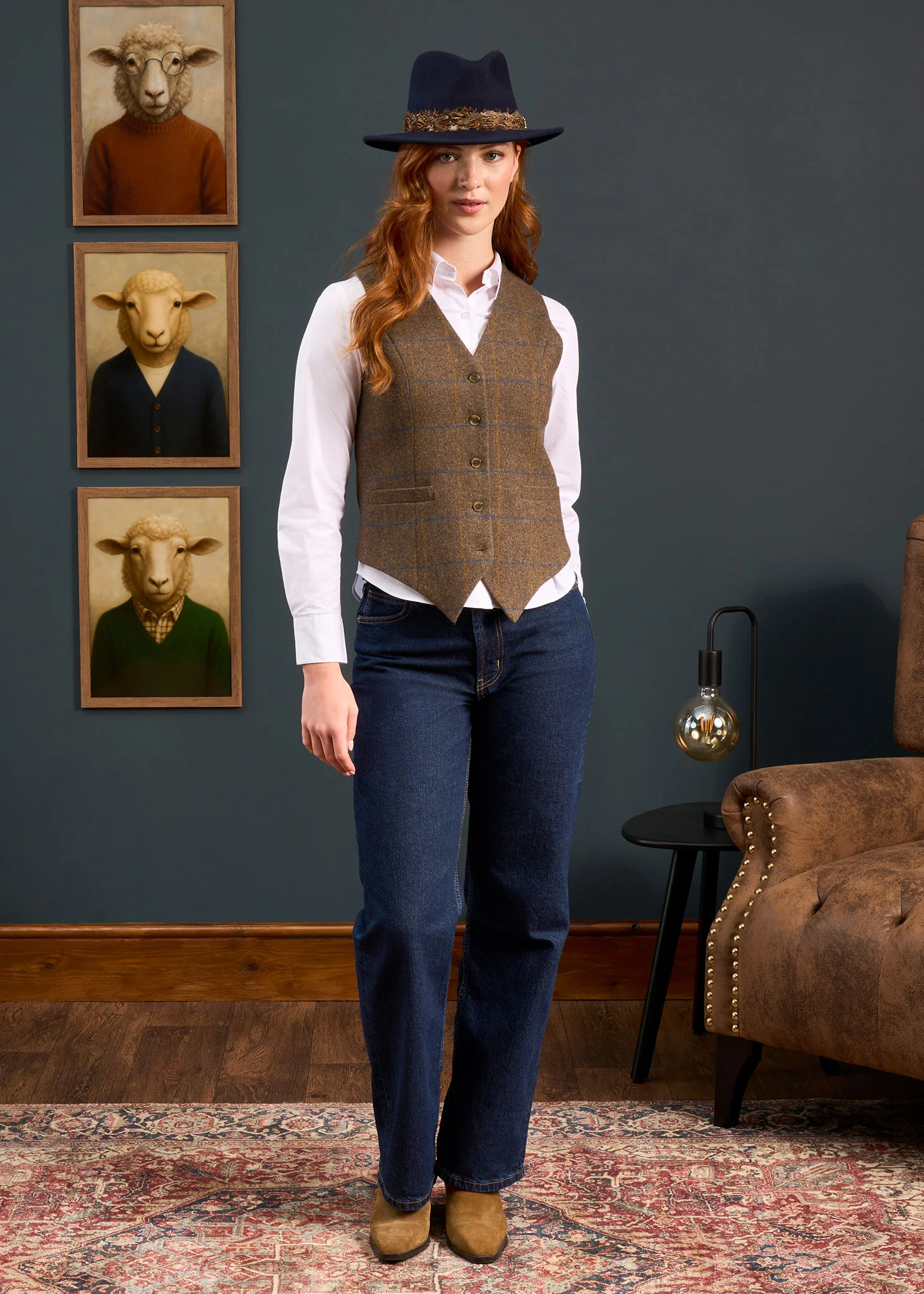 Surrey Ladies Tweed Water Repellant Waistcoat in Seabrook  -  Regular Fit - Image 5