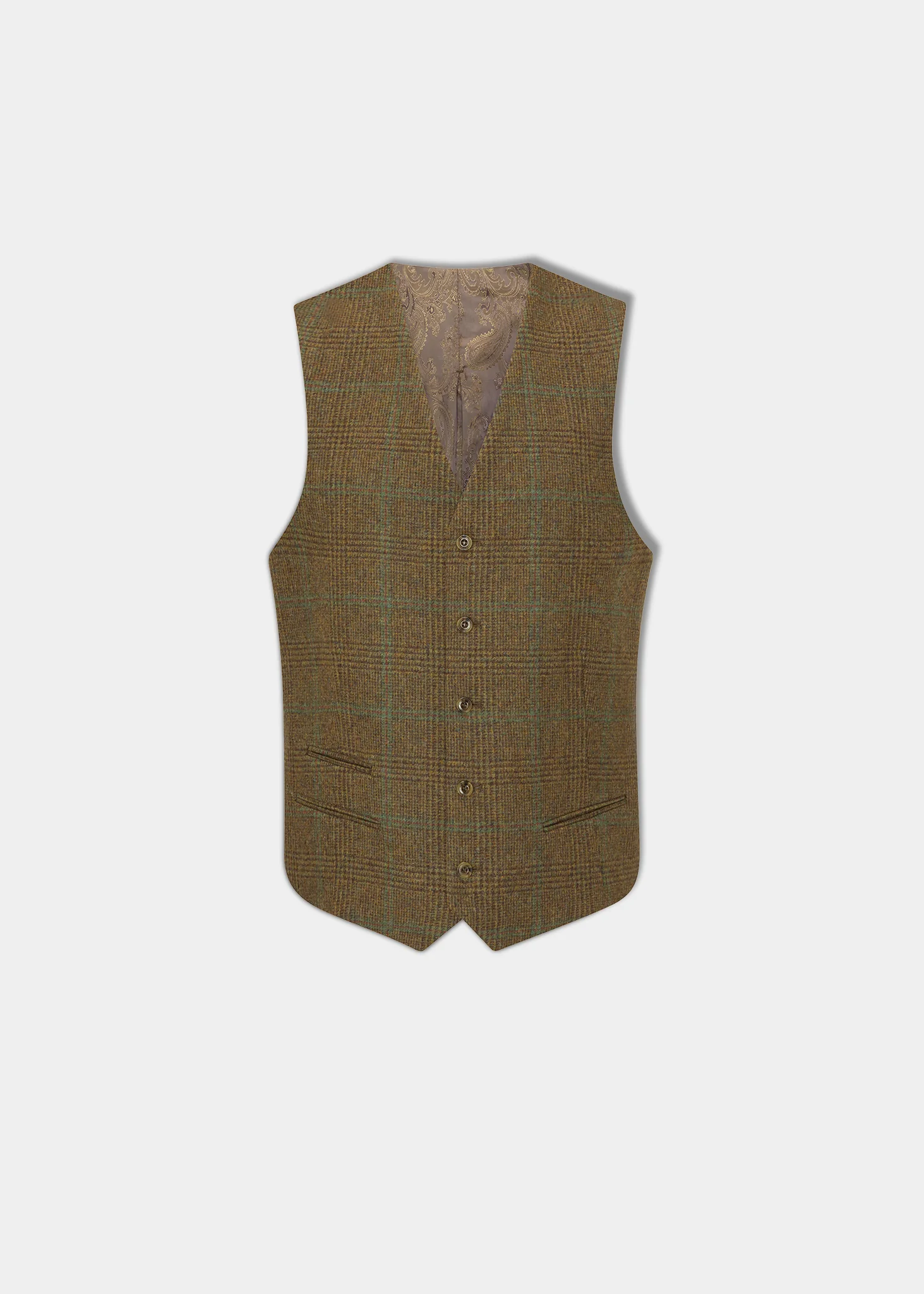Surrey Men's Tweed Water Repellent Lined Waistcoat in Marsh  -  Regular Fit