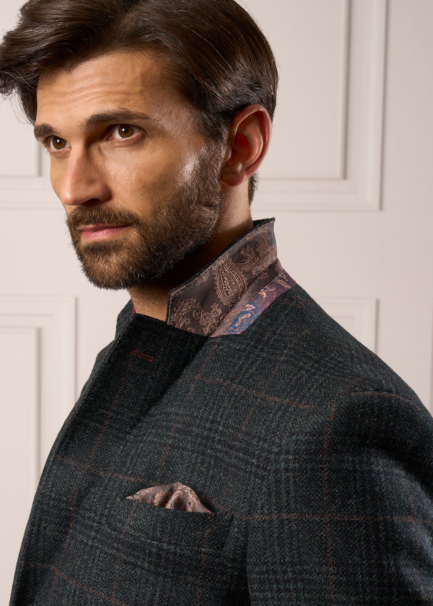 Surrey Tweed Lined Blazer In Green Check - Regular Fit - Image 4