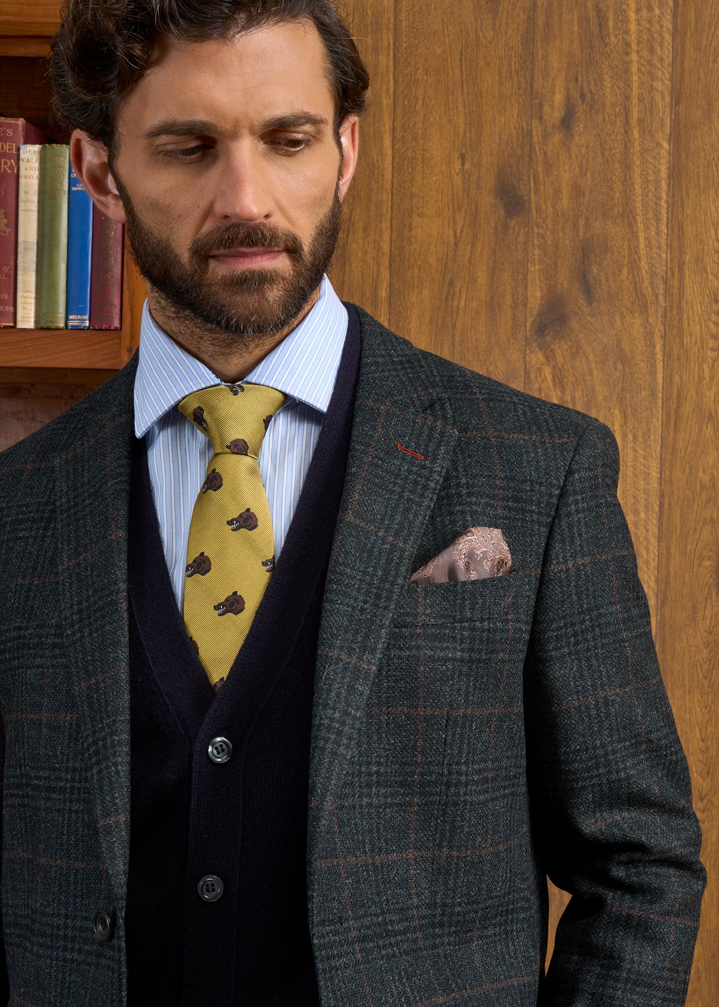 Surrey Tweed Lined Blazer In Green Check - Regular Fit - Image 7
